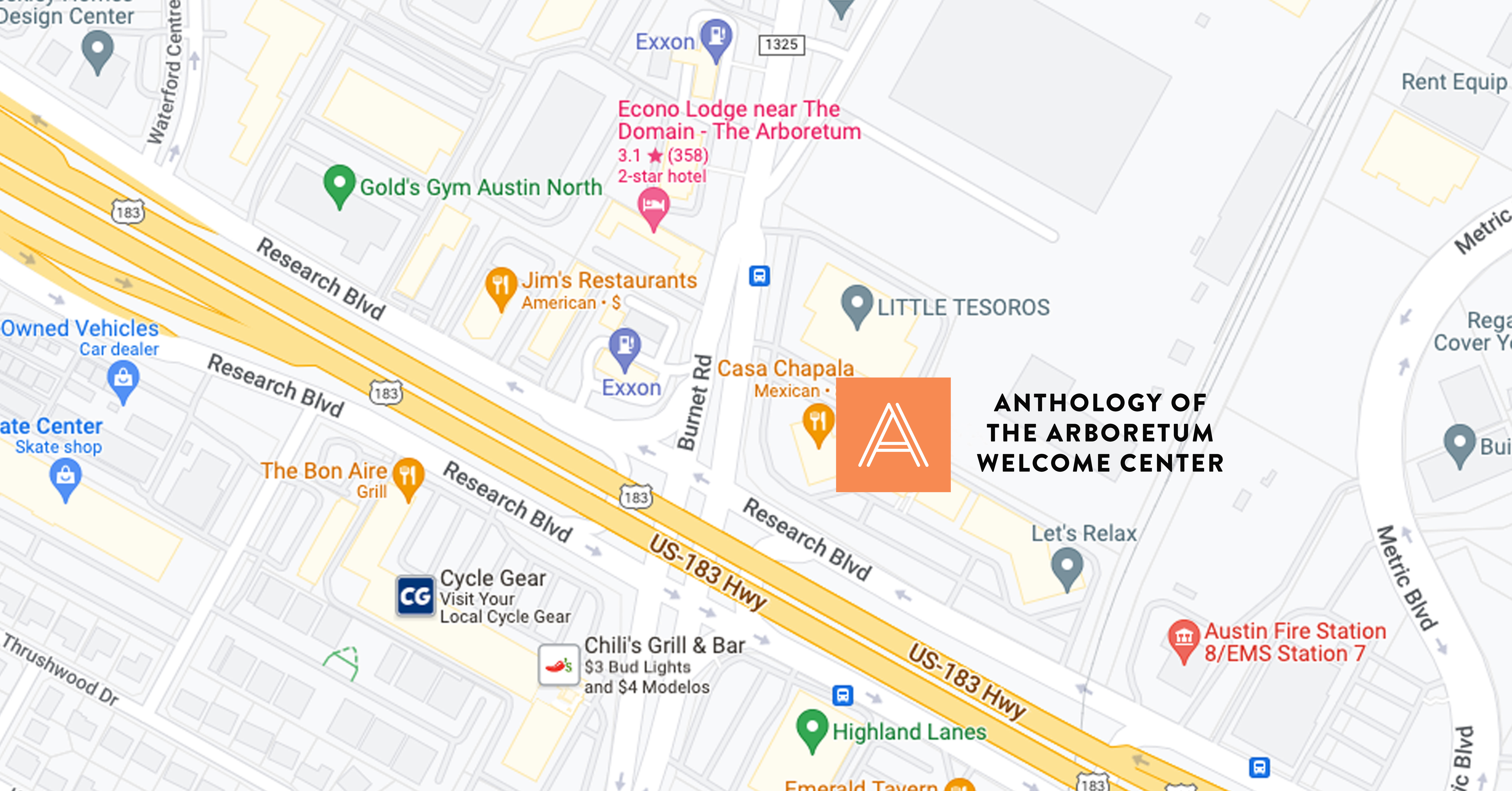 Map of Anthology of The Arboretum in Austin, Texas