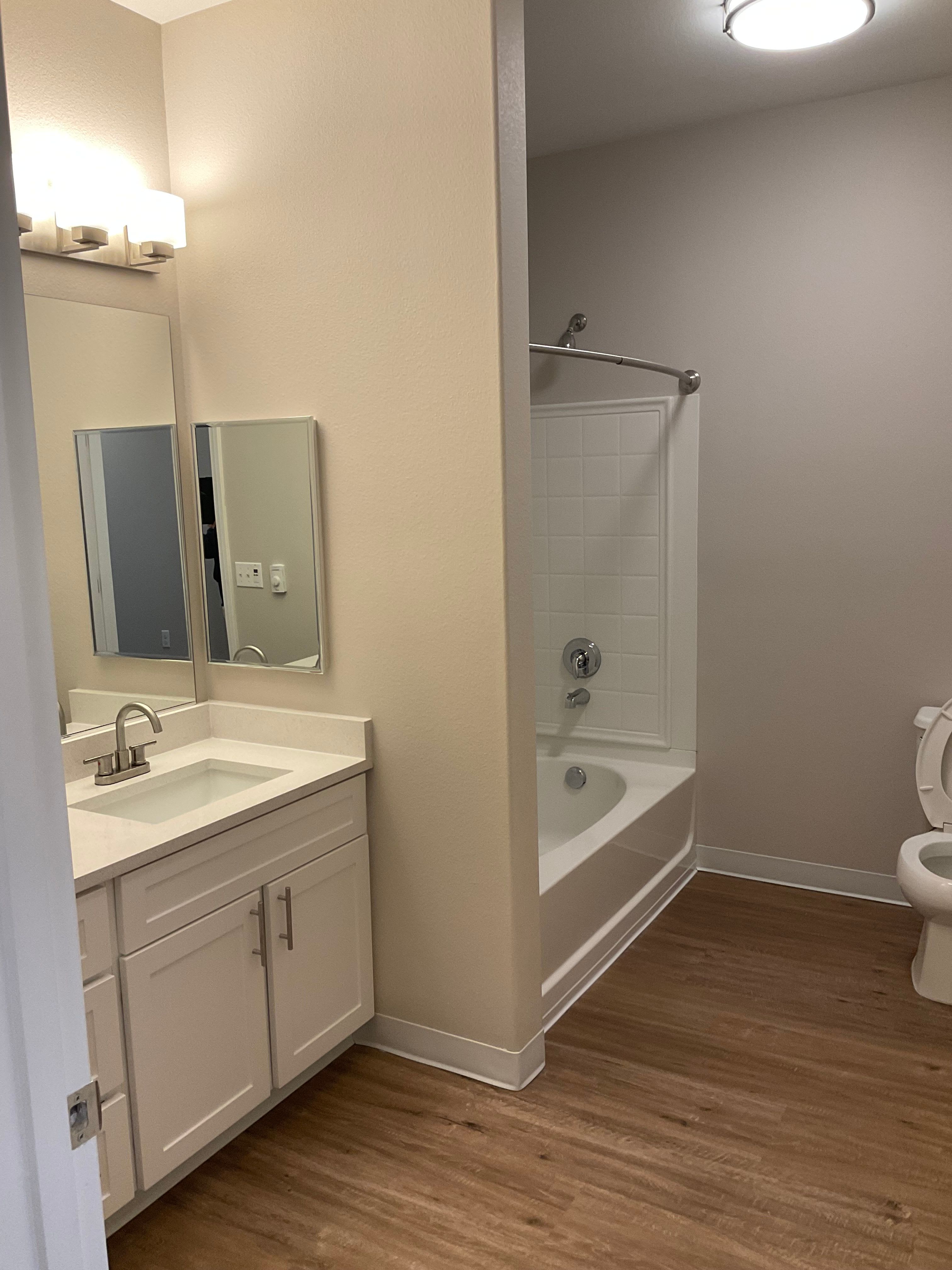 Beautiful Bathroom at Woodland Apartments in Olympia, Washington
