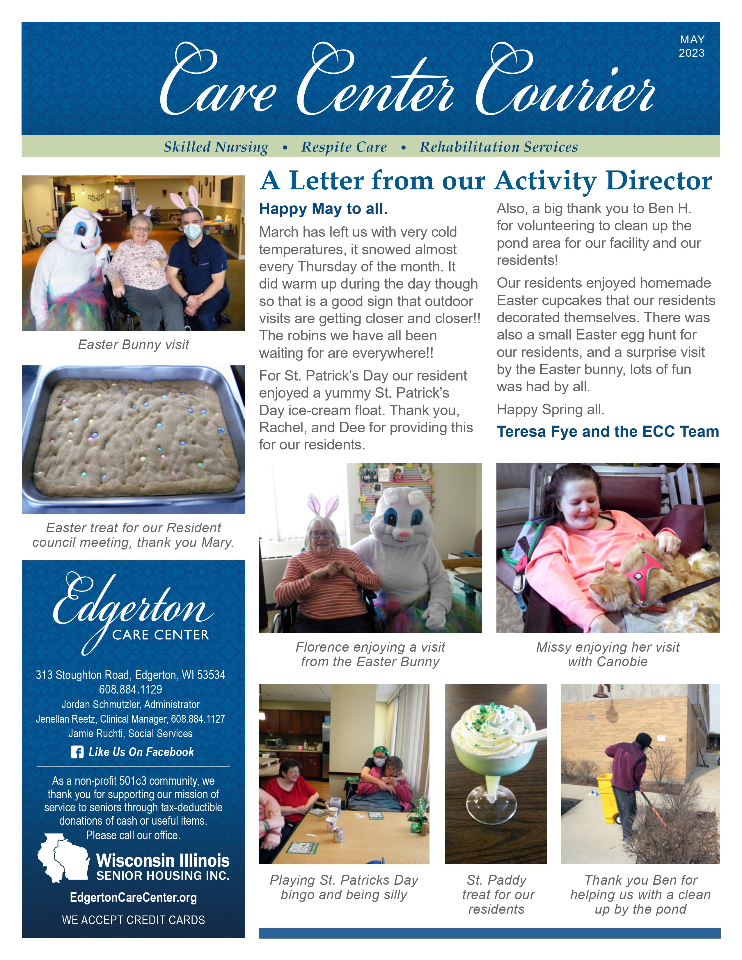 May 2023 Newsletter Edgerton Care Center in Edgerton, Wisconsin