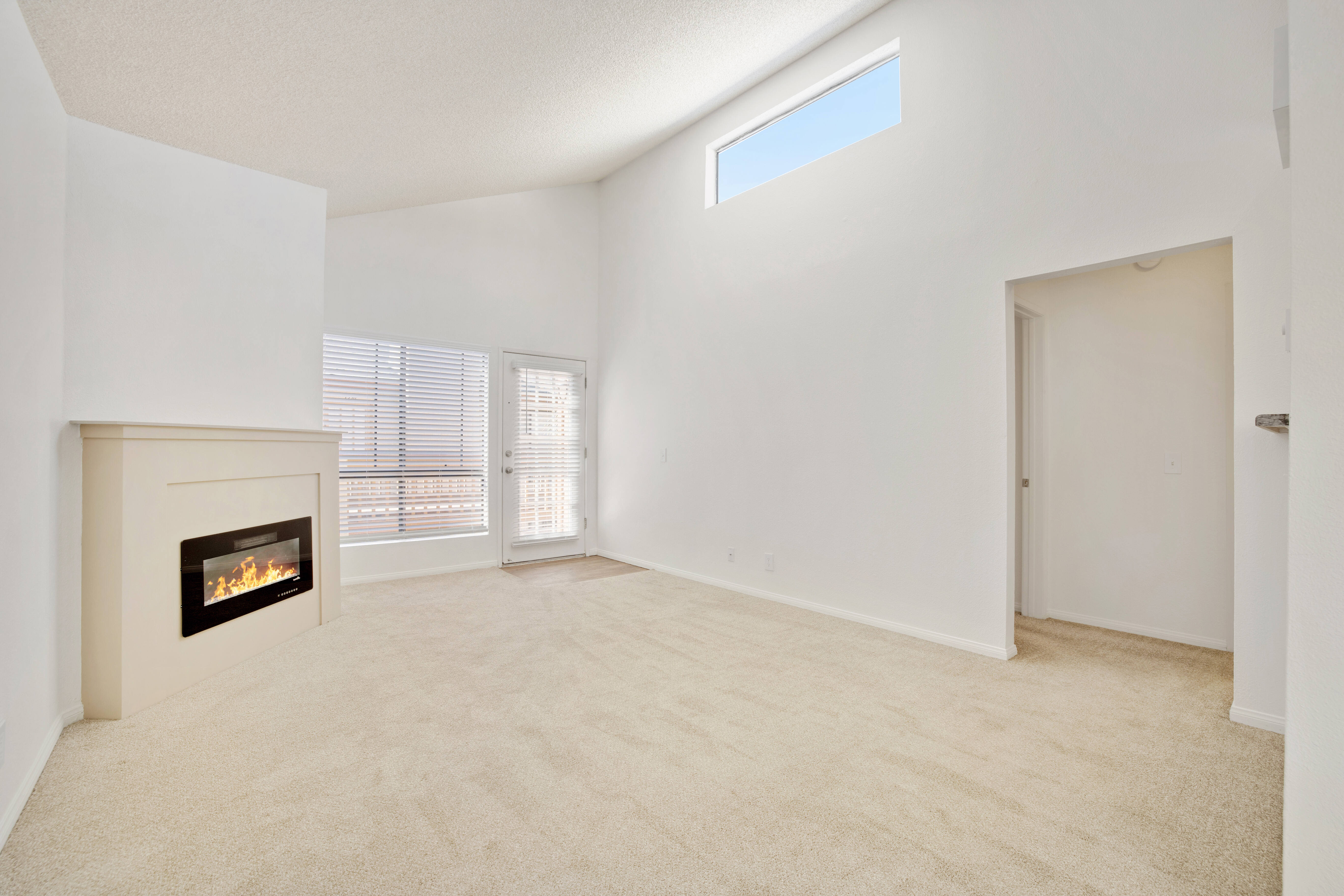 Model living room at Allina La Jolla in San Diego, California