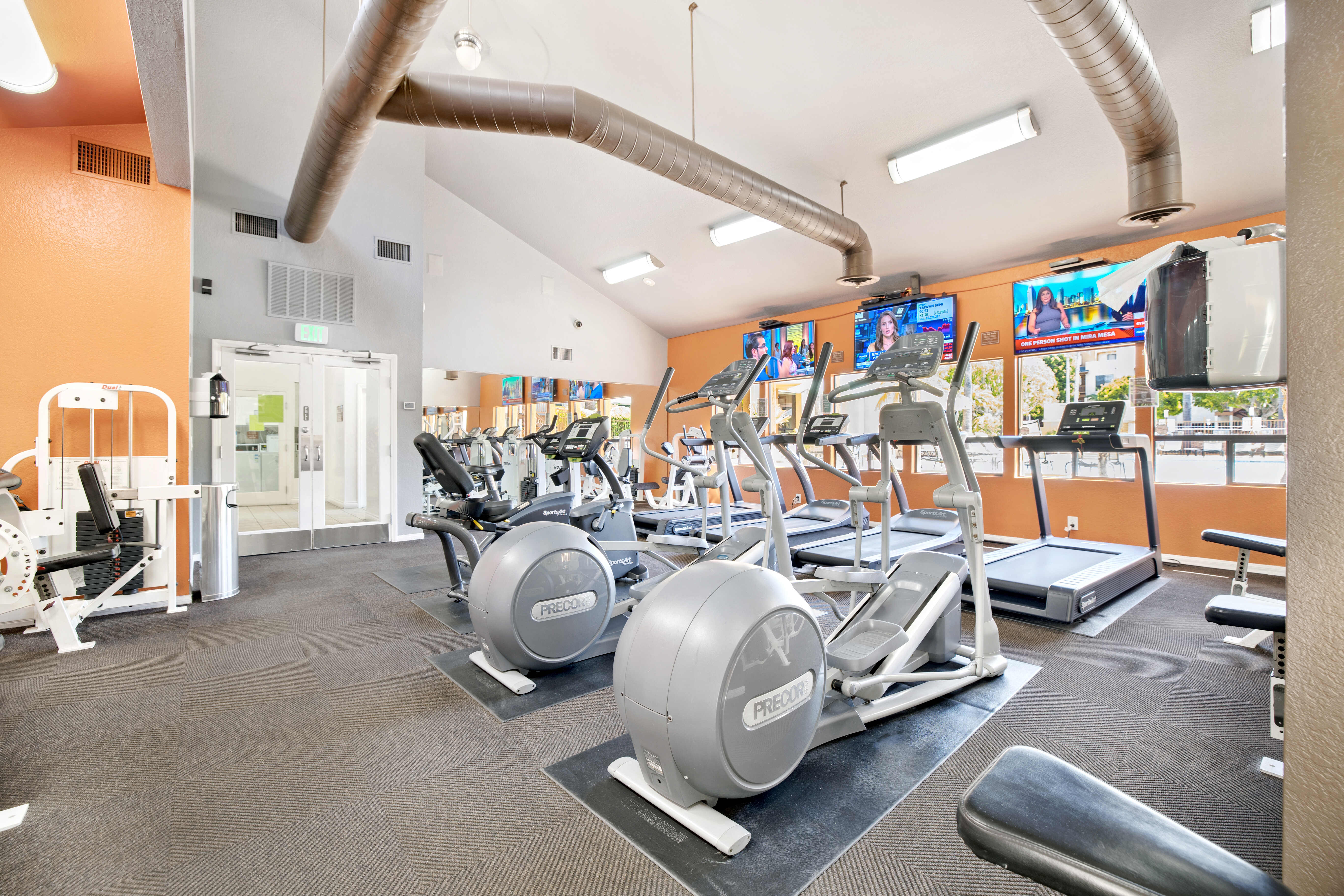 Ftiness center with cardio equipment at Allina La Jolla in San Diego, California