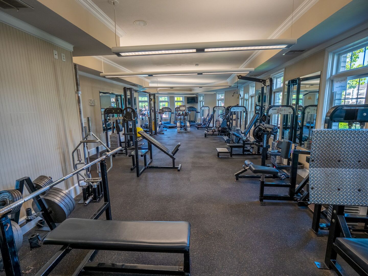 On-site fitness center at Seven Fields Apartments in Seven Fields, Pennsylvania