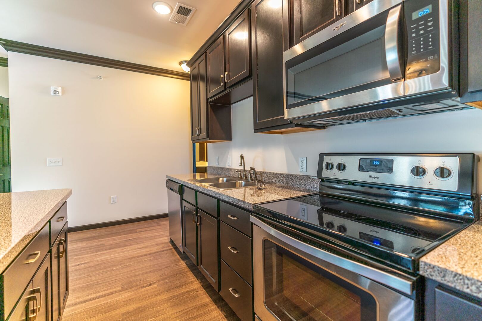 Model kitchen with stainless-steel appliances at Kennedy Hybrids in McKees Rocks, Pennsylvania