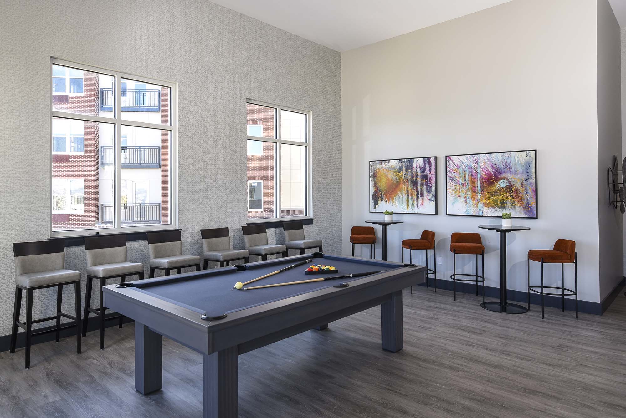 Billiards table in a clubhouse at SilverLake in Belleville, New Jersey