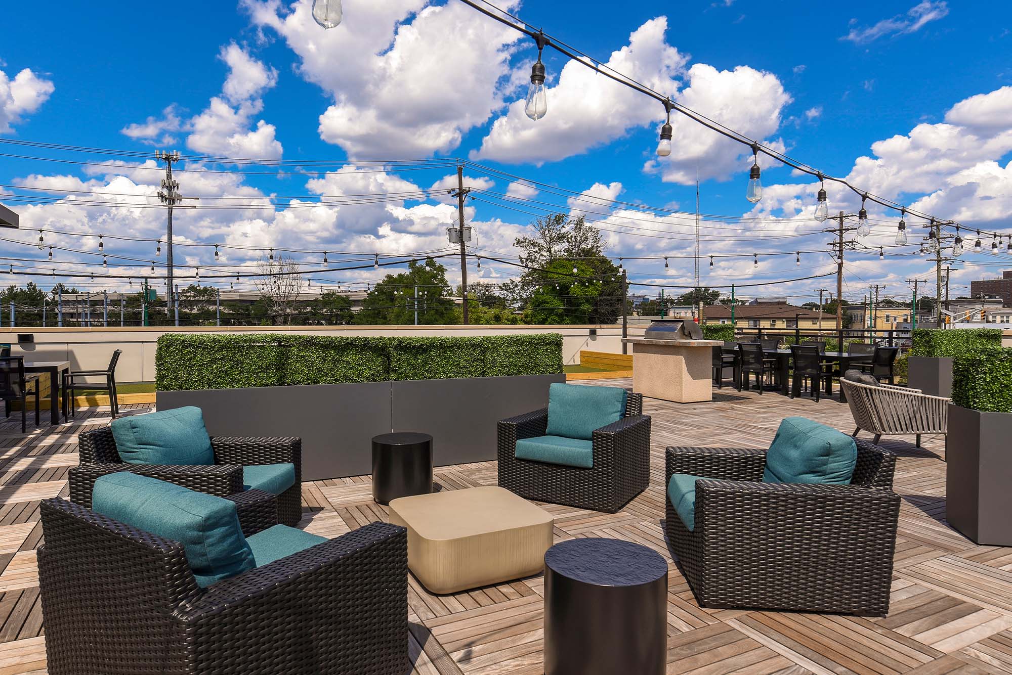 Rooftop lounge at SilverLake in Belleville, New Jersey