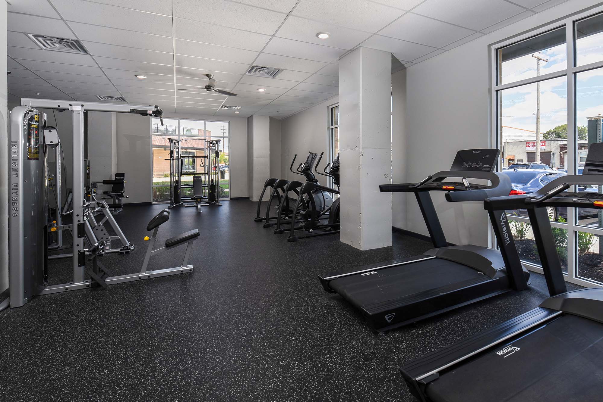 On-site fitness center at SilverLake in Belleville, New Jersey