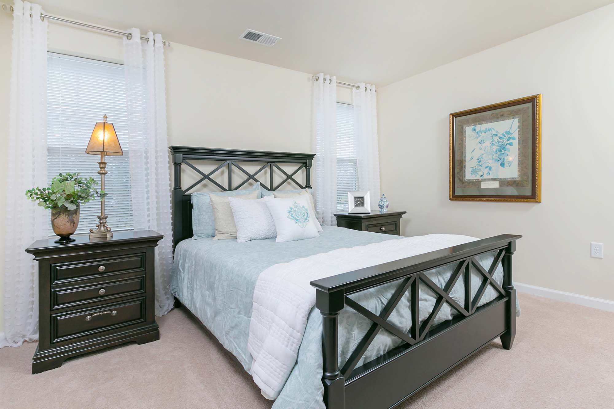 model bedroom at The Colony at Chews Landing in Blackwood, New Jersey