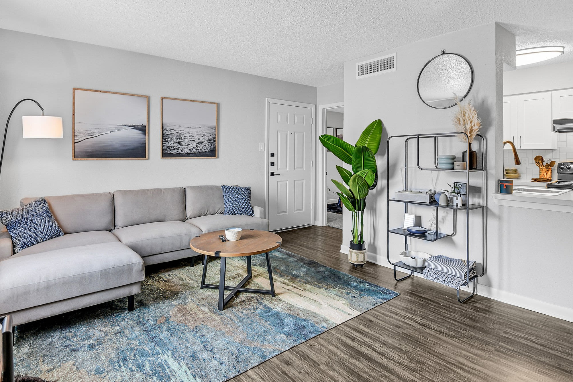 Model apartment living room at The Hudson in Corpus Christi, Texas