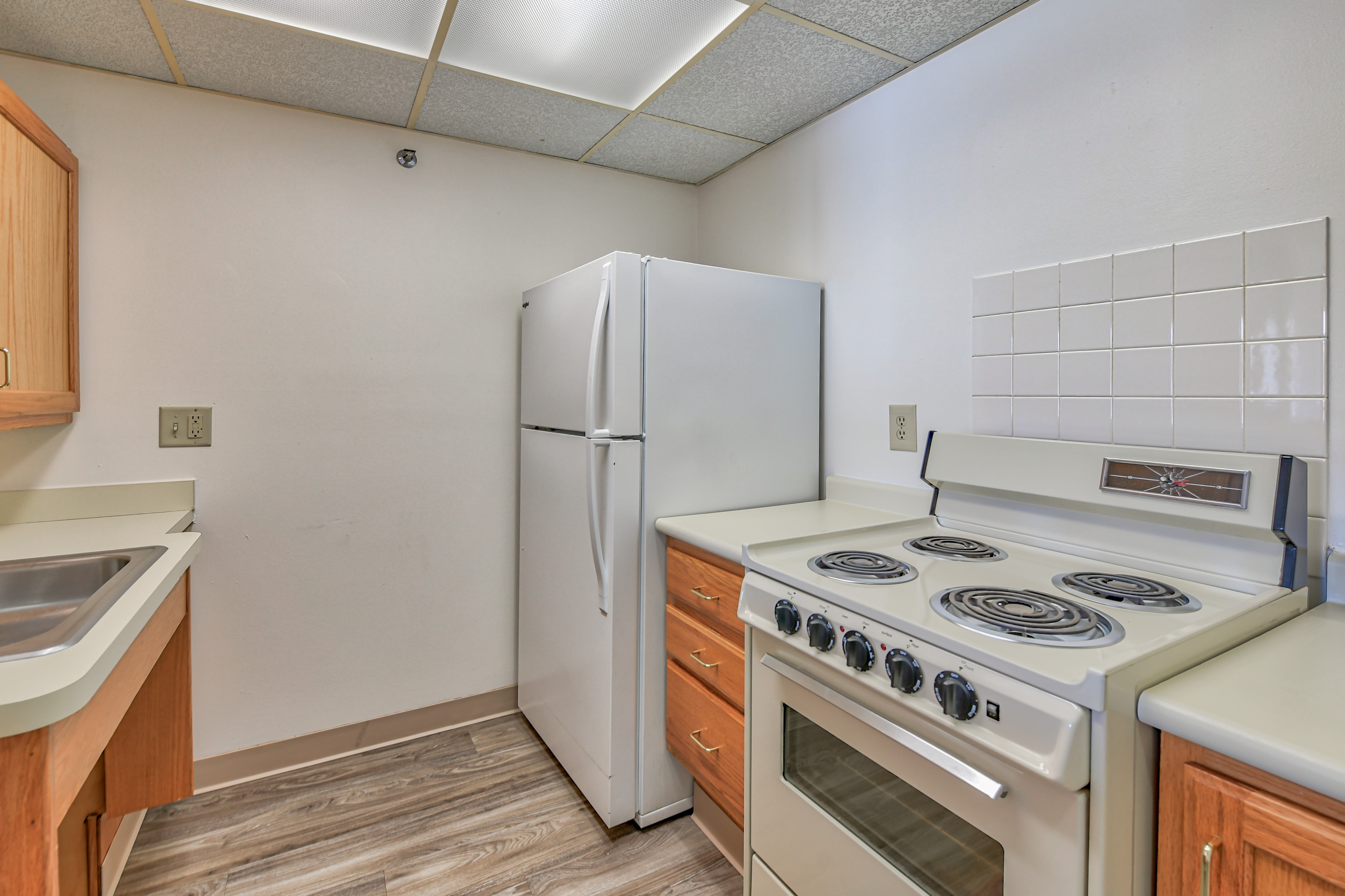 Fully equipped kitchen with garbage disposal at Citizen's Plaza in New Kensington, Pennsylvania