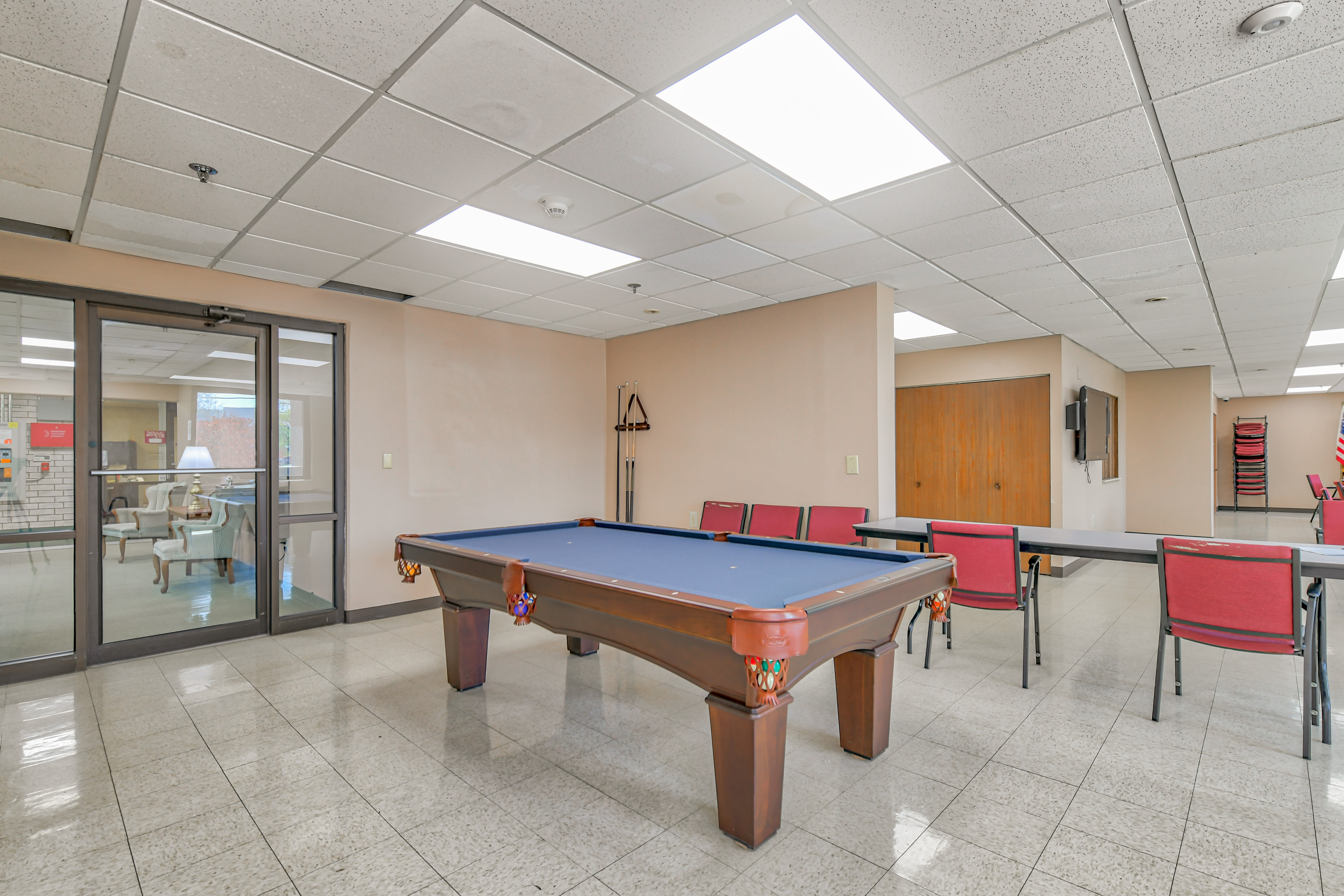 Pool table in the recreation center at Citizen's Plaza in New Kensington, Pennsylvania
