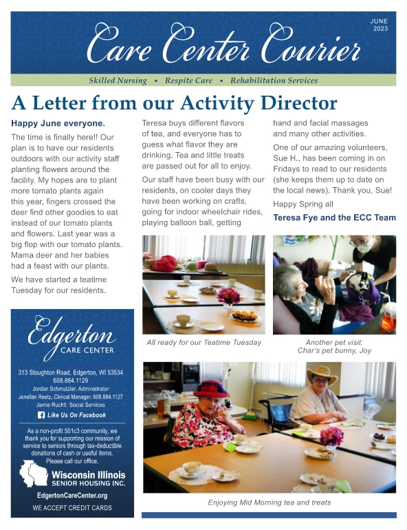 June 2023 Newsletter at Edgerton Care Center in Edgerton, Wisconsin