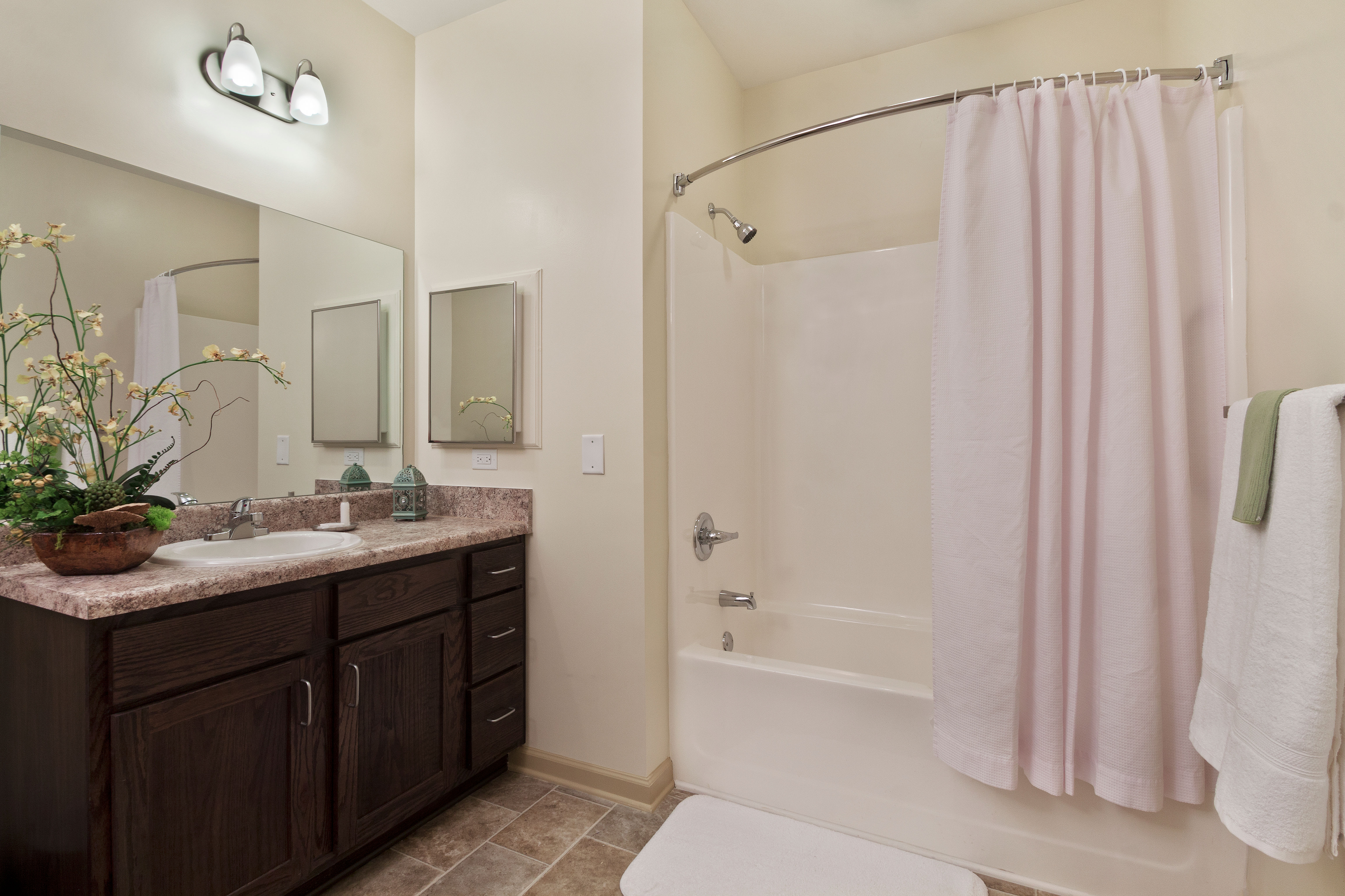 Bathroom with beautiful vanity in a model home at Loftin II in Belmont, North Carolina