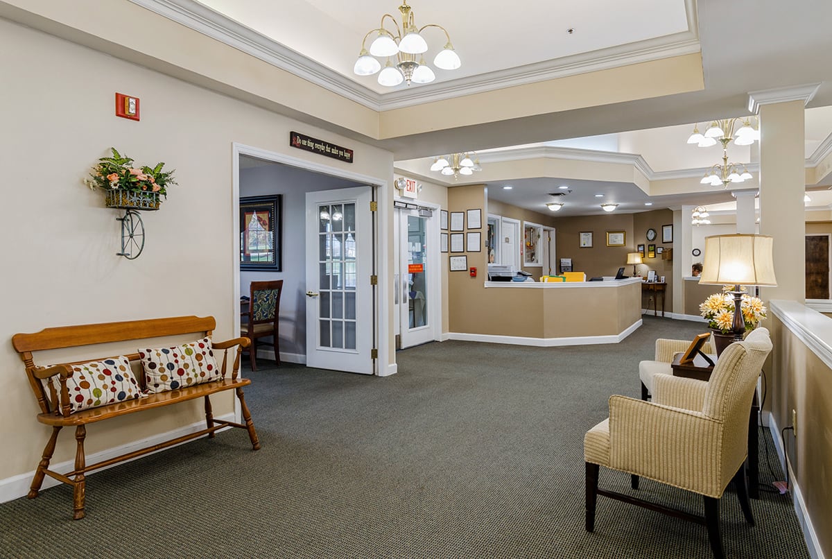Main lobby and reception at Trustwell Living at Oakley Place in Greenville, Ohio