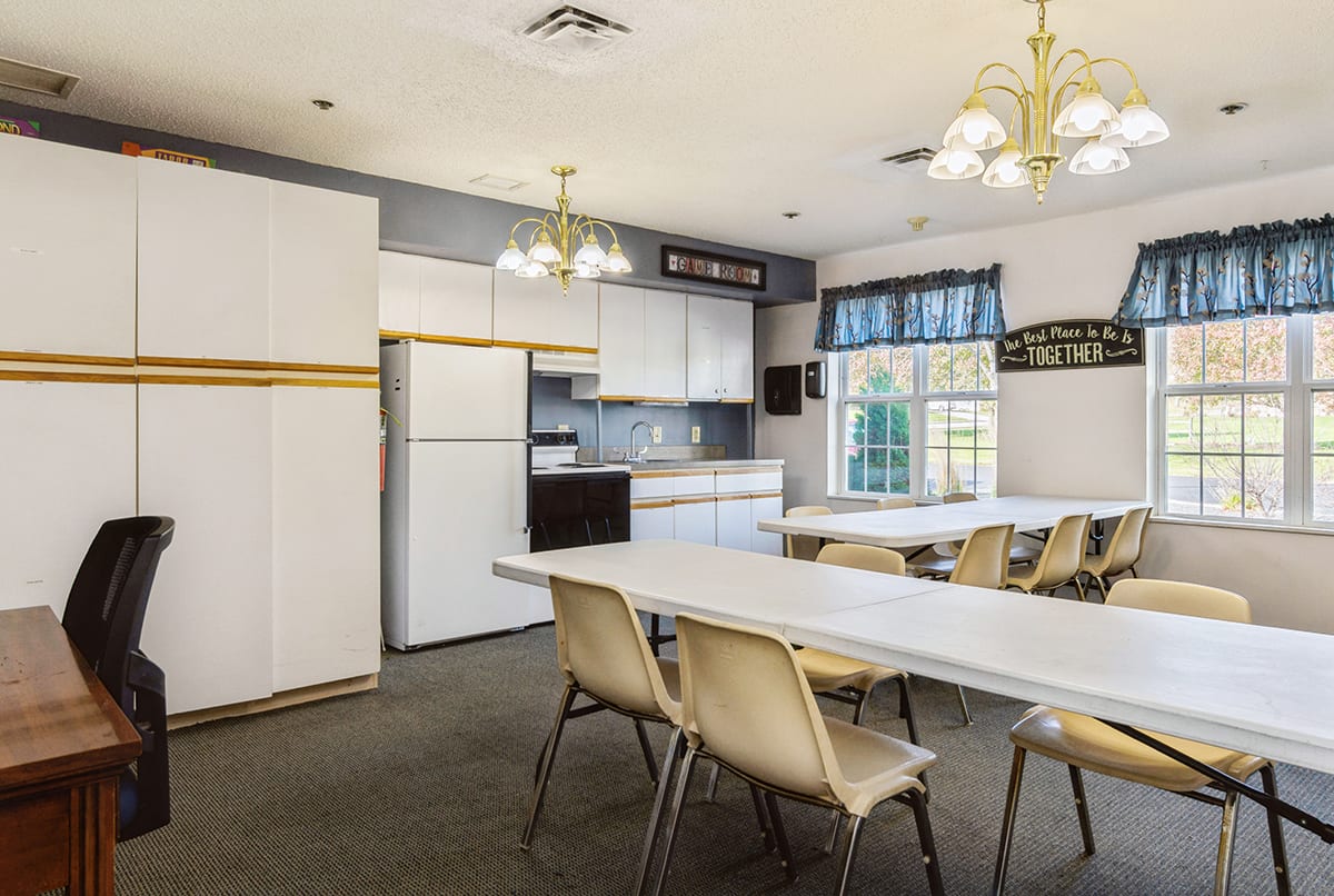 Resident kitchen and dining area at Trustwell Living at Oakley Place in Greenville, Ohio