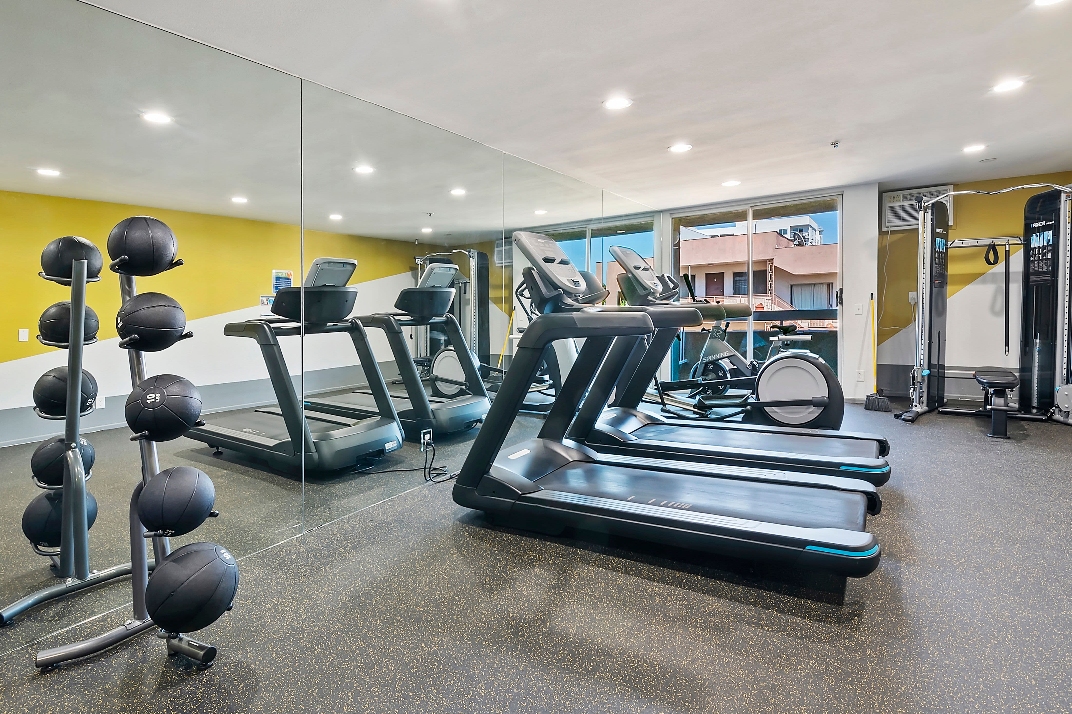 On-site fitness center at The Jessica Apartments in Los Angeles, California