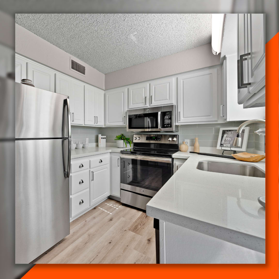 Stainless-steel appliances in a kitchen at Station 21 Apartments in Mesa, Arizona