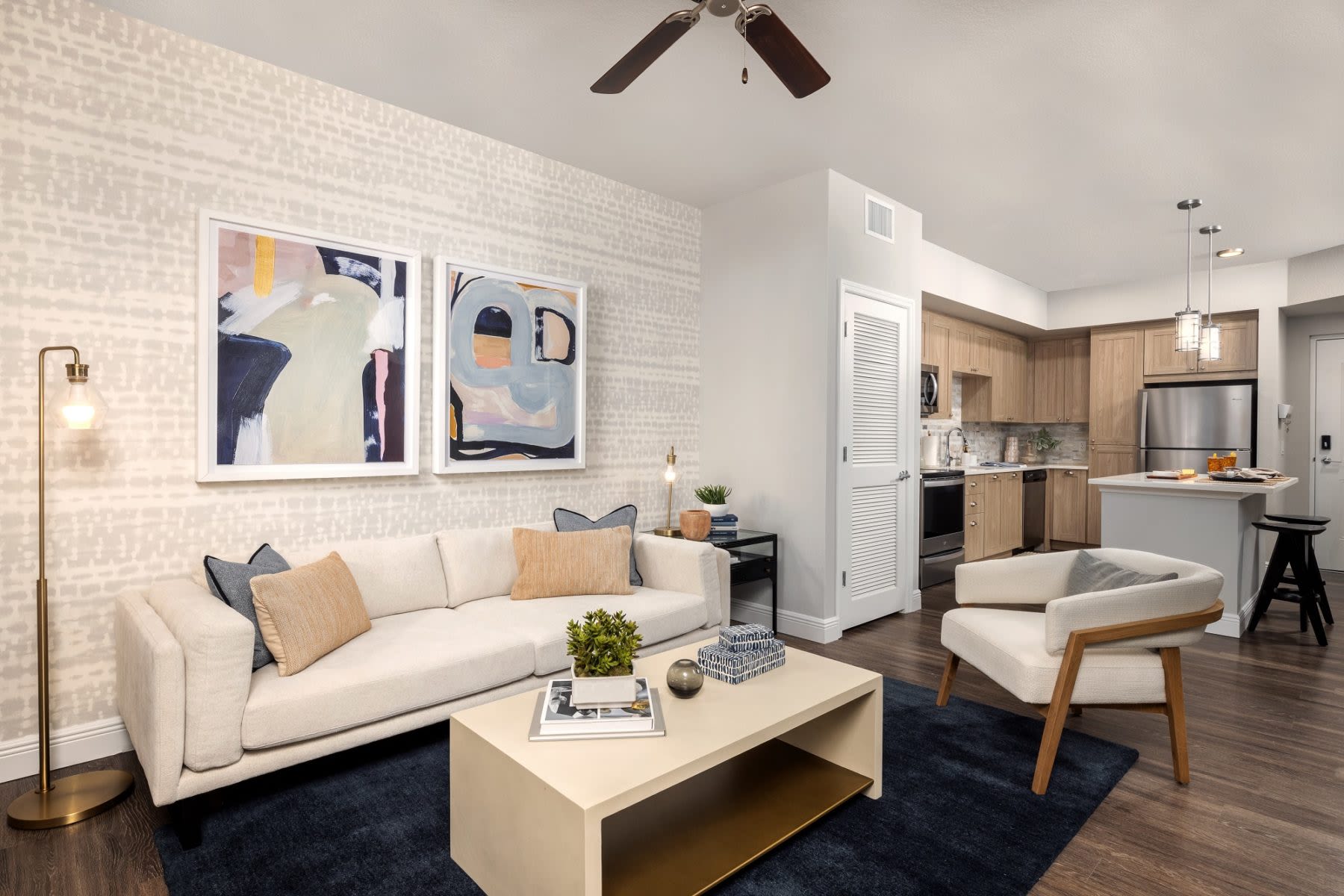 Well decorated living room at Locklyn West Palm in West Palm Beach, Florida