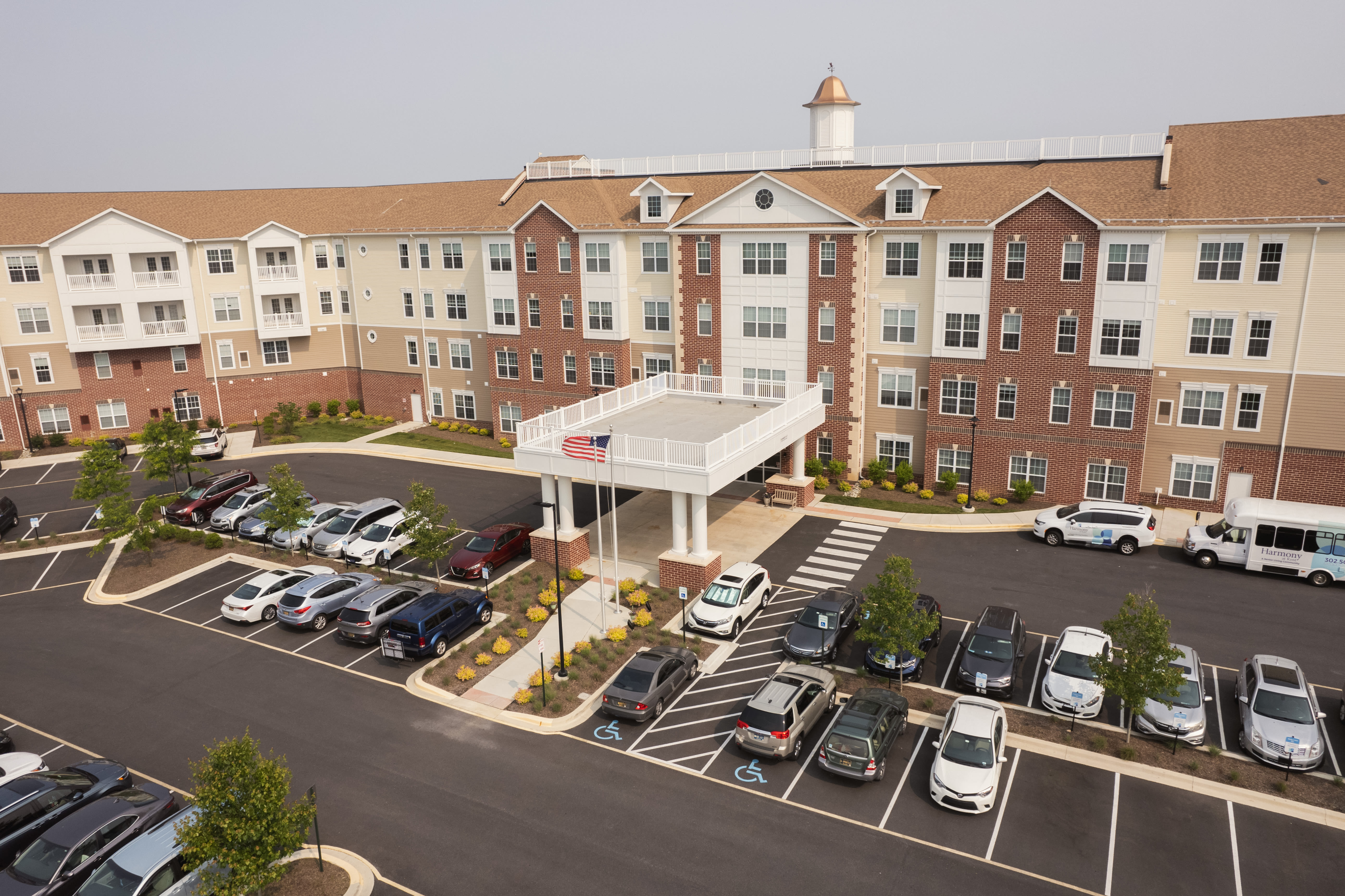 Aerial view of an apartment building at Harmony at Kent in Dover, Delaware