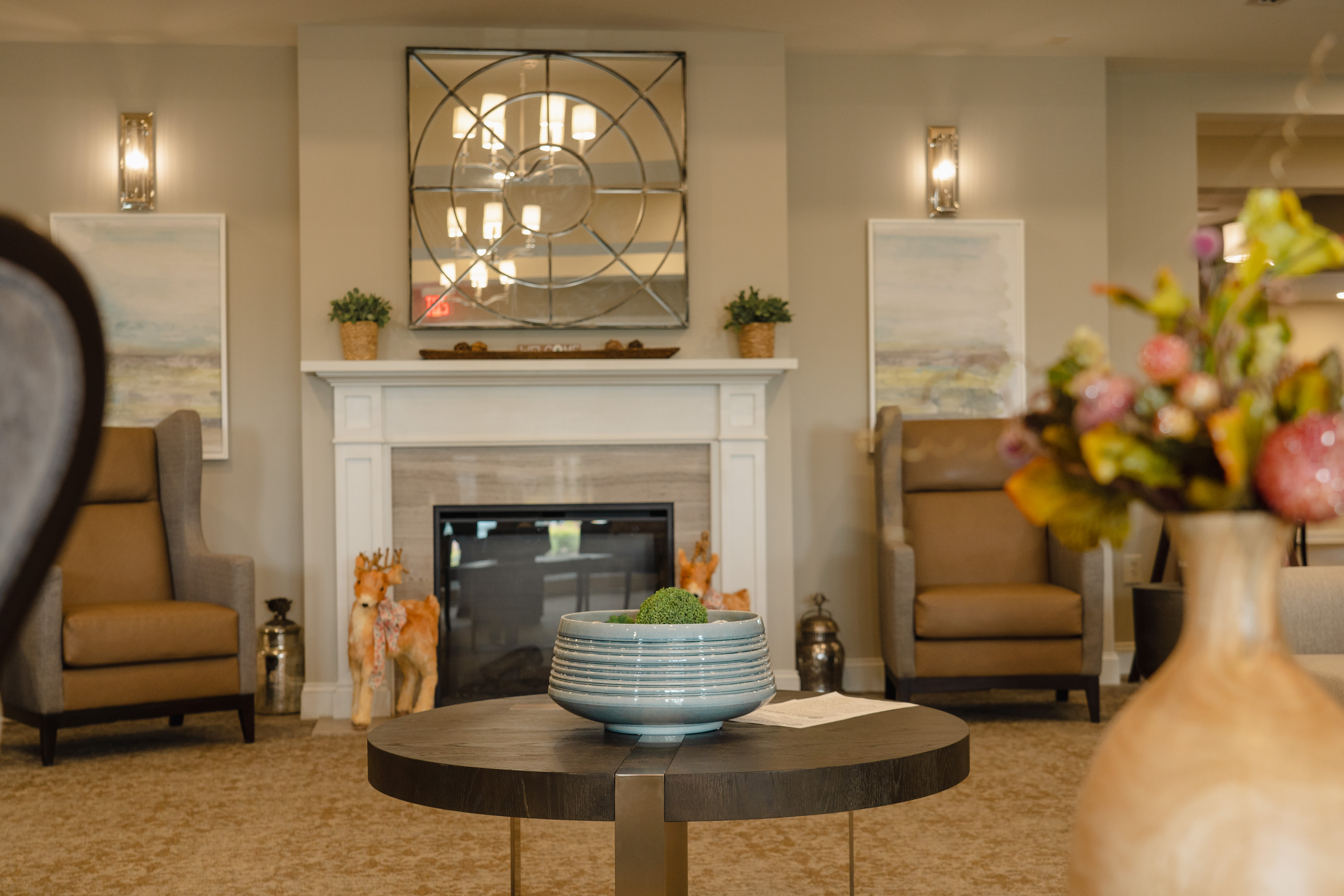 living room with fireplace at Harmony at Kent in Dover, Delaware