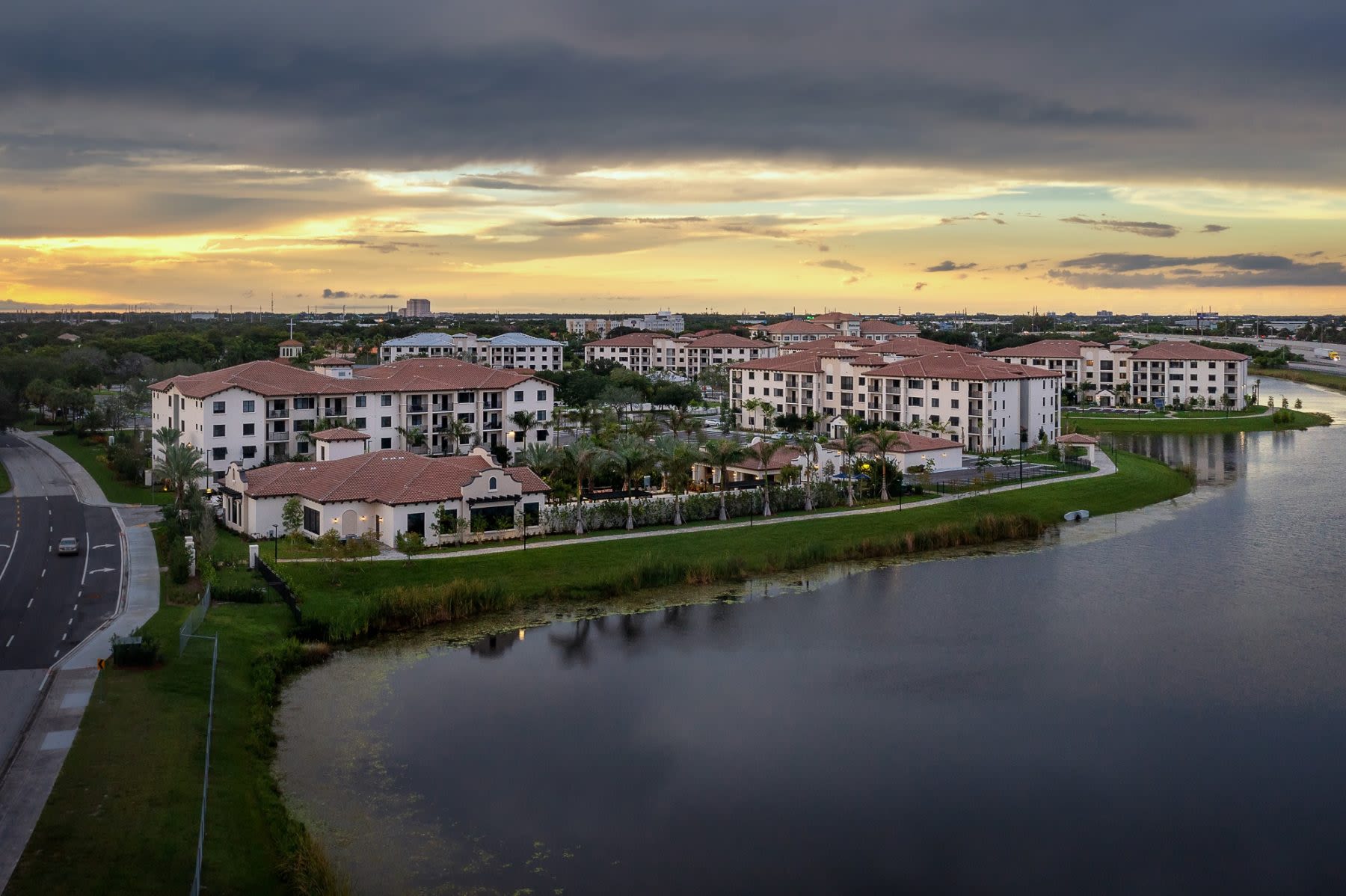 Arial view of the apartments at Locklyn West Palm in West Palm Beach, Florida