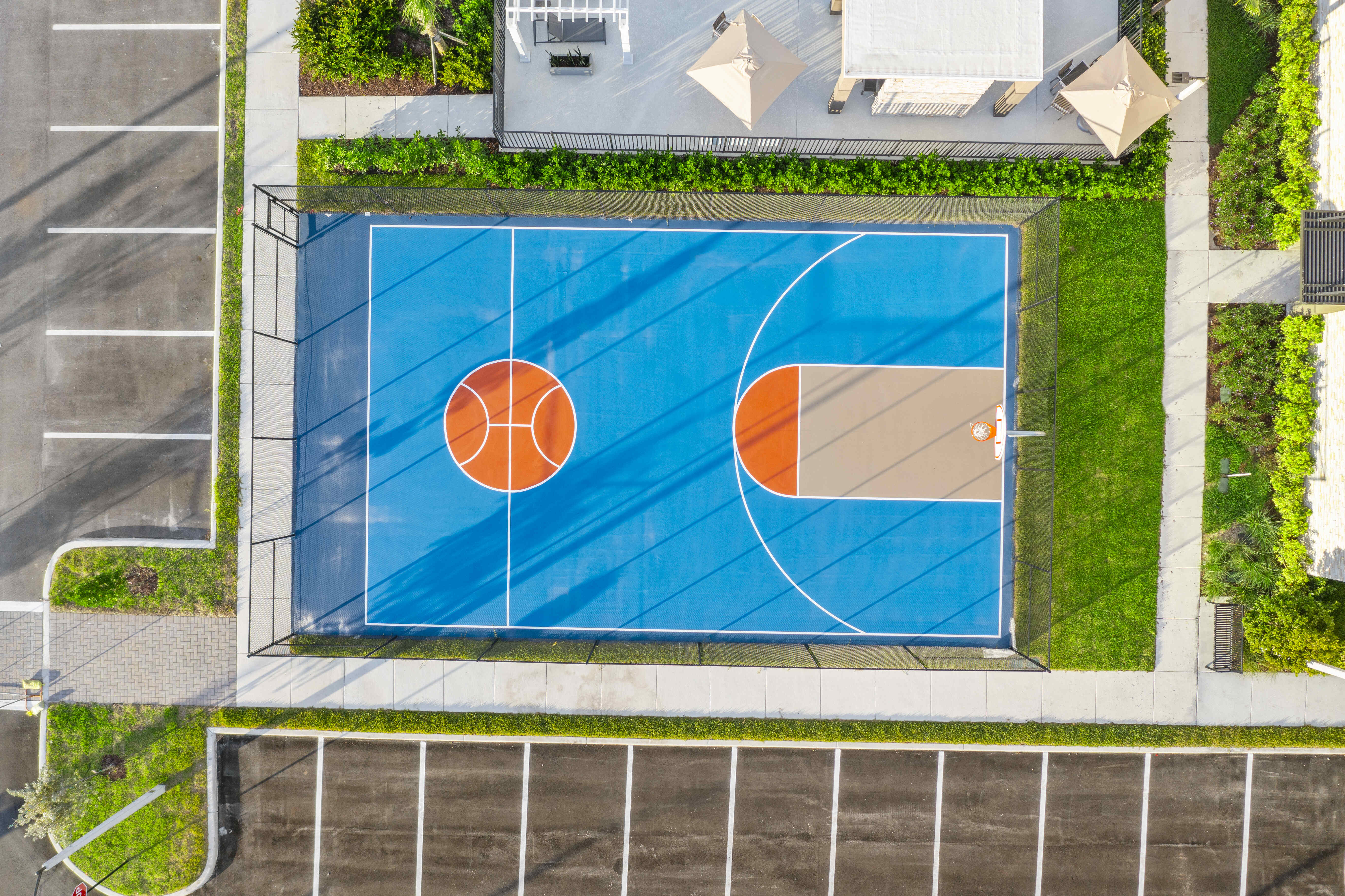 Arial view of the sports court at Pine Ridge in West Palm Beach, Florida