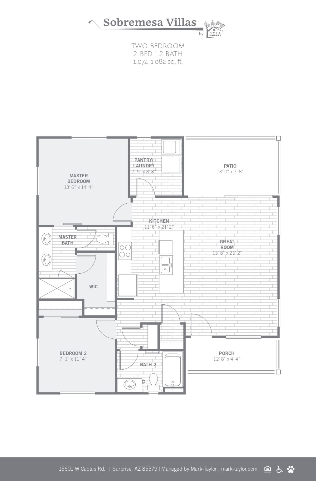 2D studio floor plan image at Sobremesa Villas in Surprise, Arizona