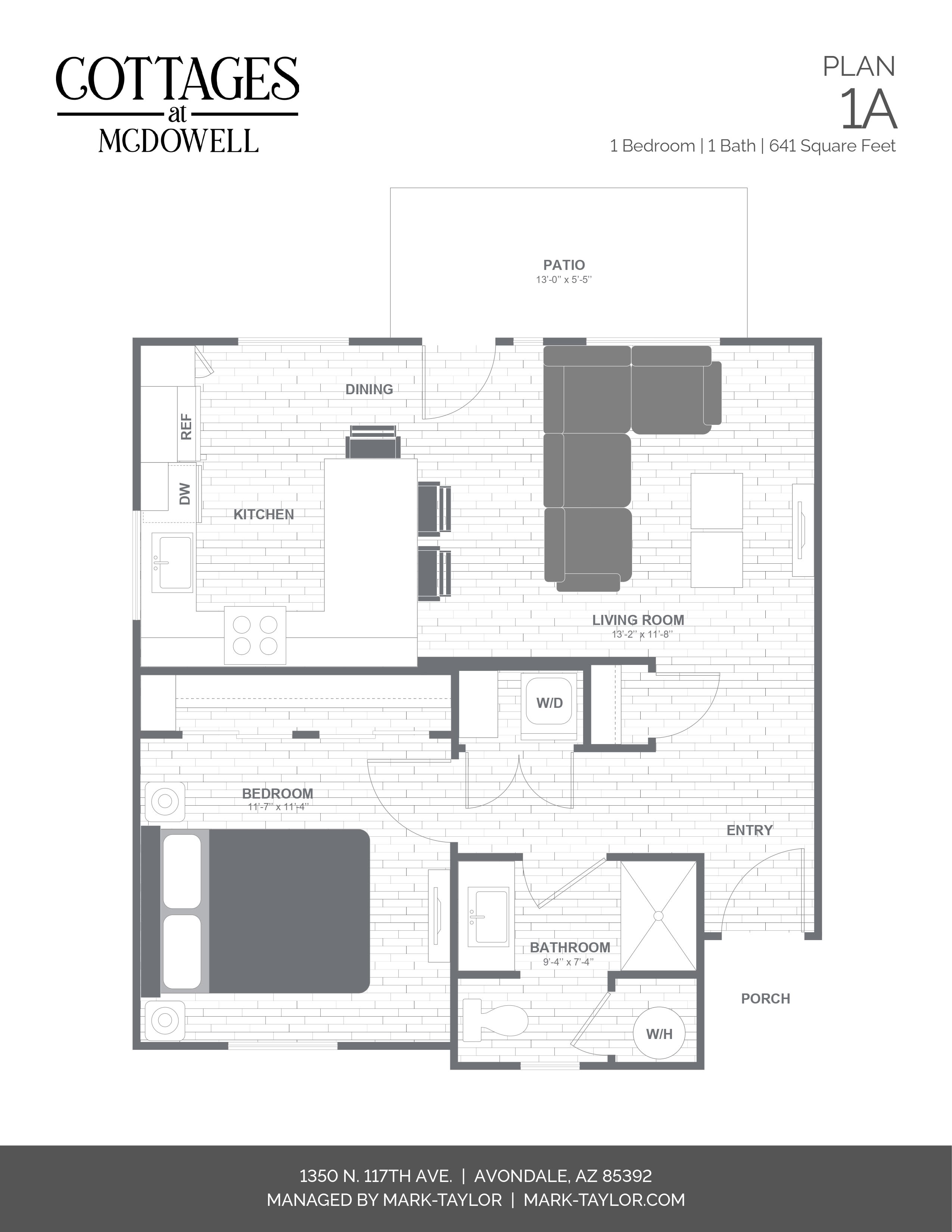 2D studio floor plan image at Cottages at McDowell in Avondale, Arizona