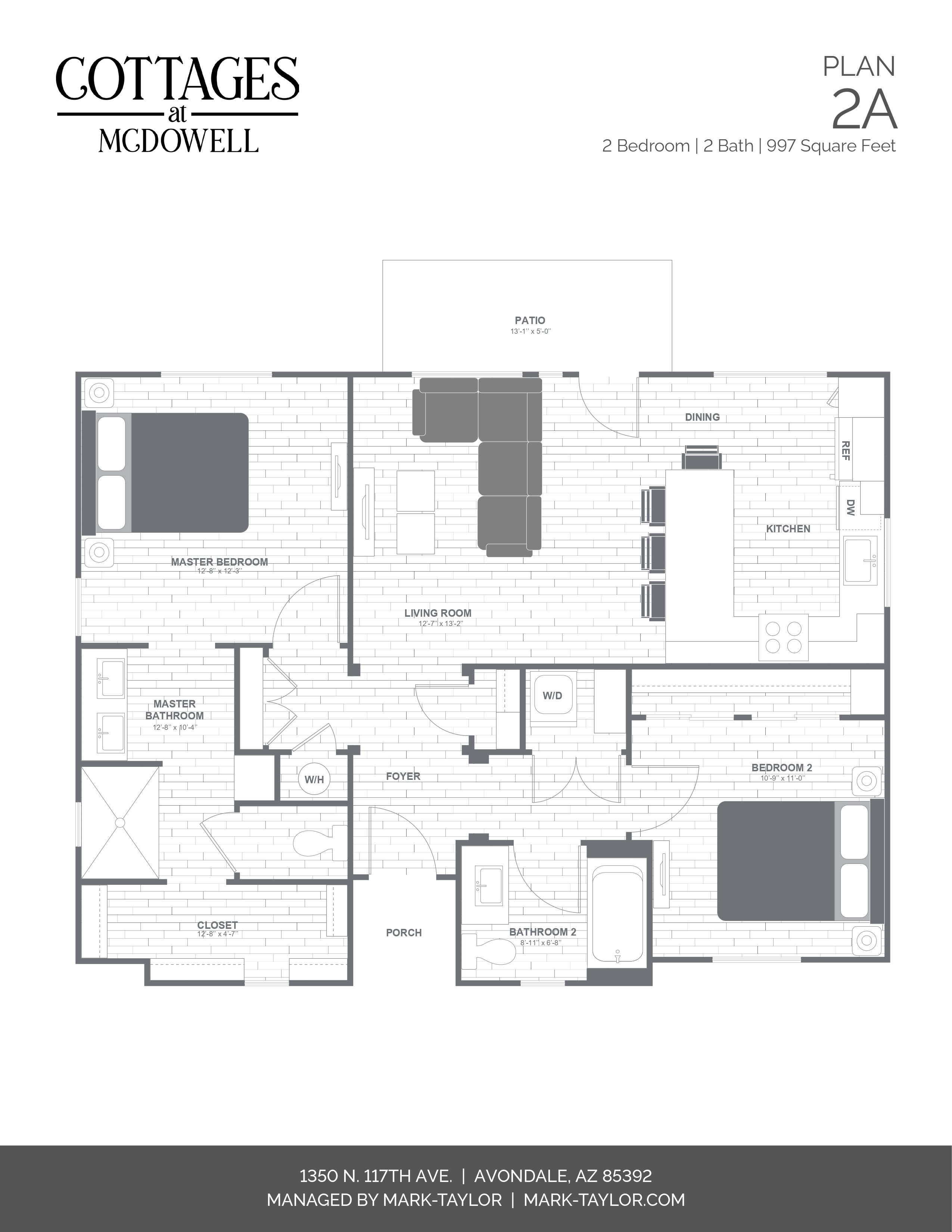 2D studio floor plan image at Cottages at McDowell in Avondale, Arizona