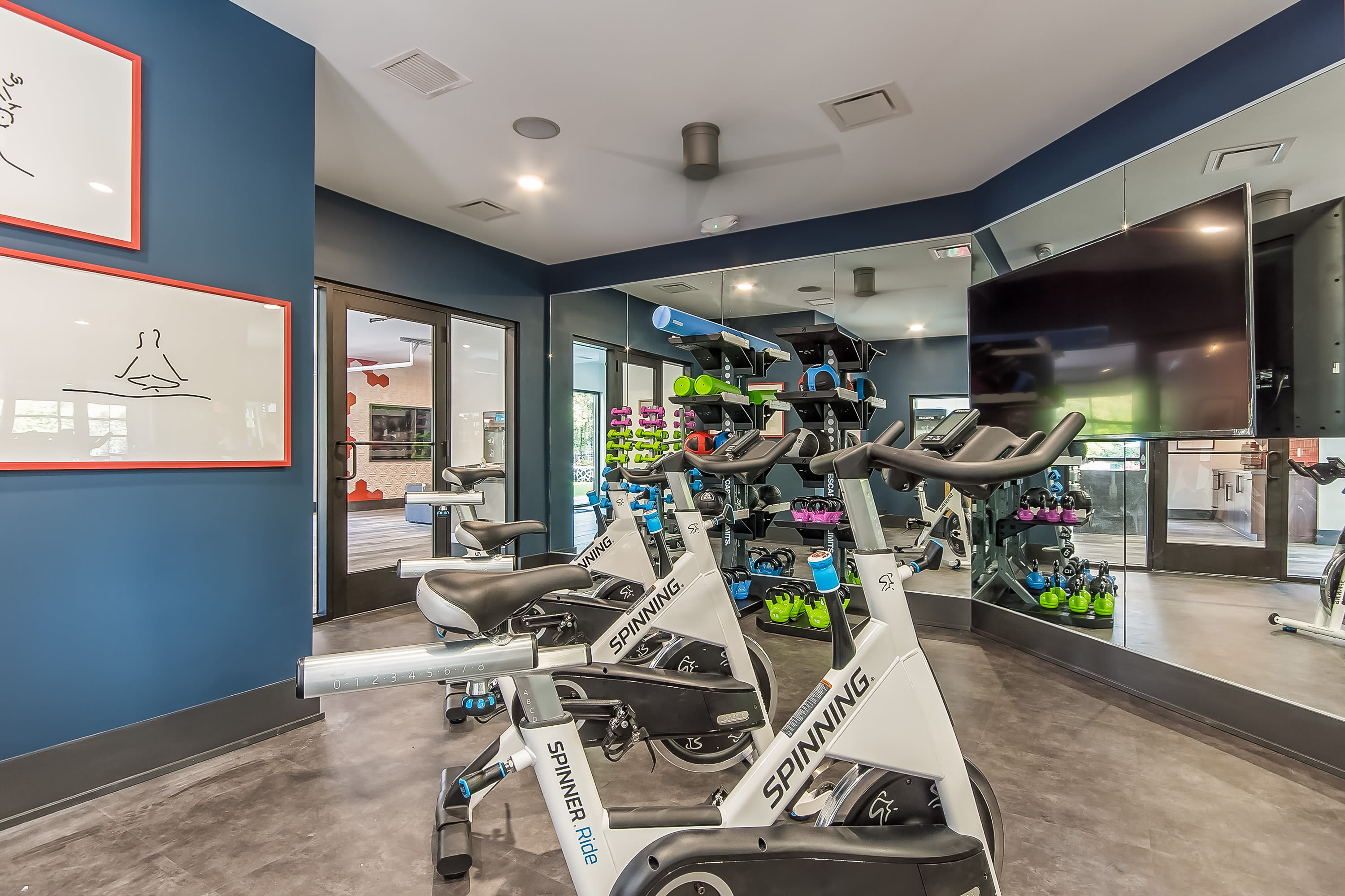 Fitness center with exercise bikes at The Garratt in Westerville, Ohio