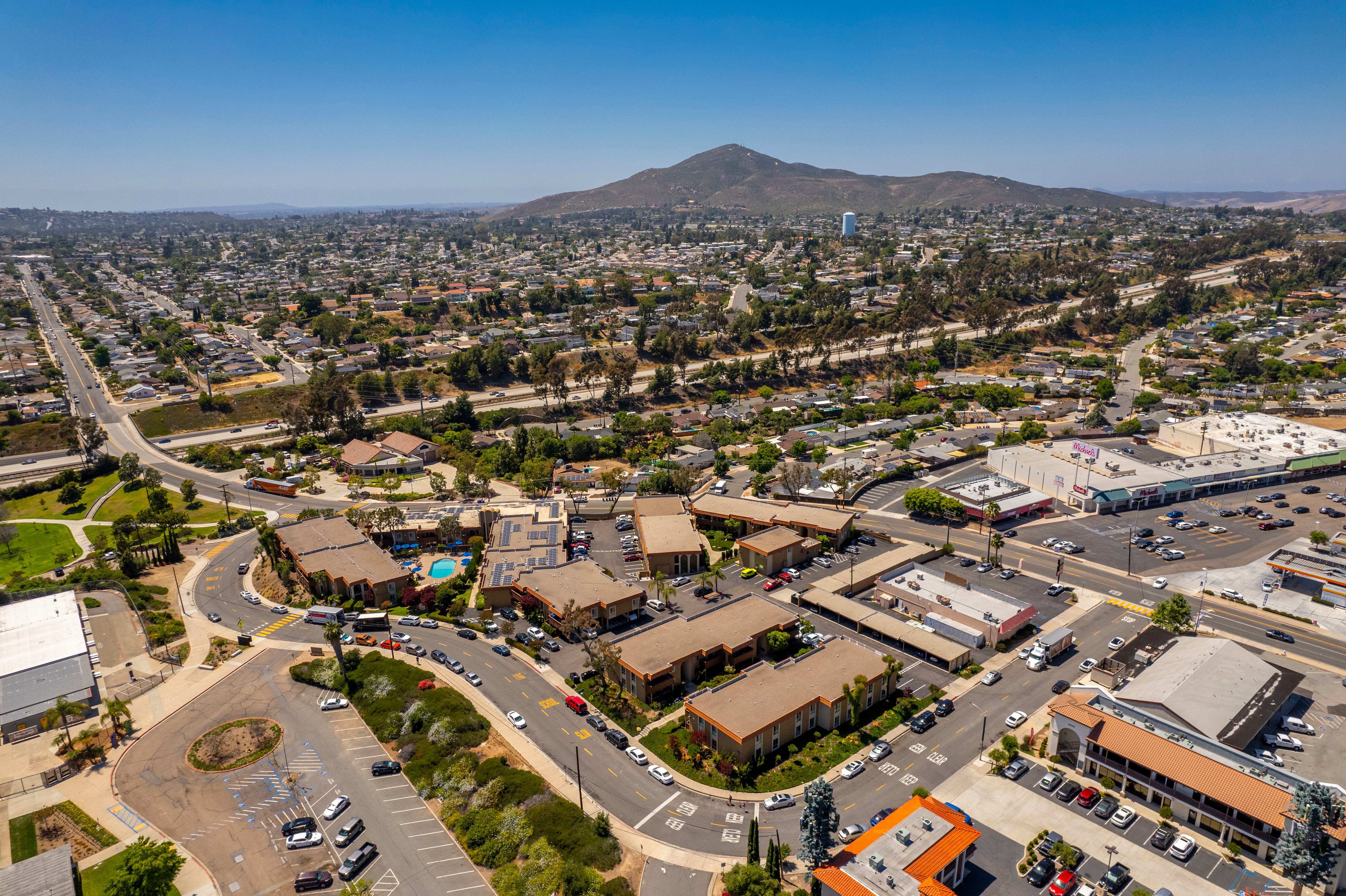 Downtown skyline on a beautiful afternoon near Volterra at La Mesa in La Mesa, California