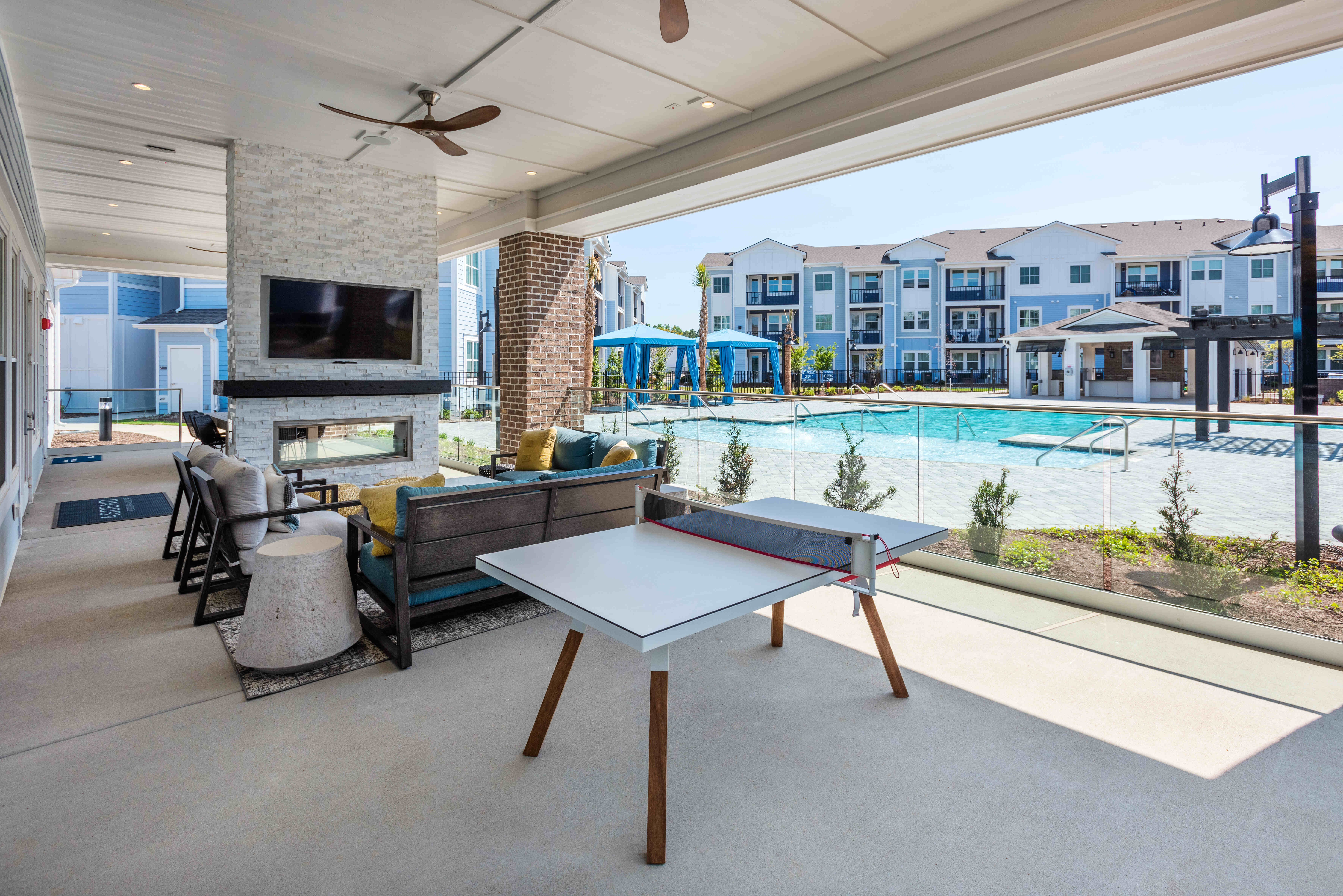 Spacious poolside seating at Artisan Carolina Forest in Myrtle Beach, South Carolina