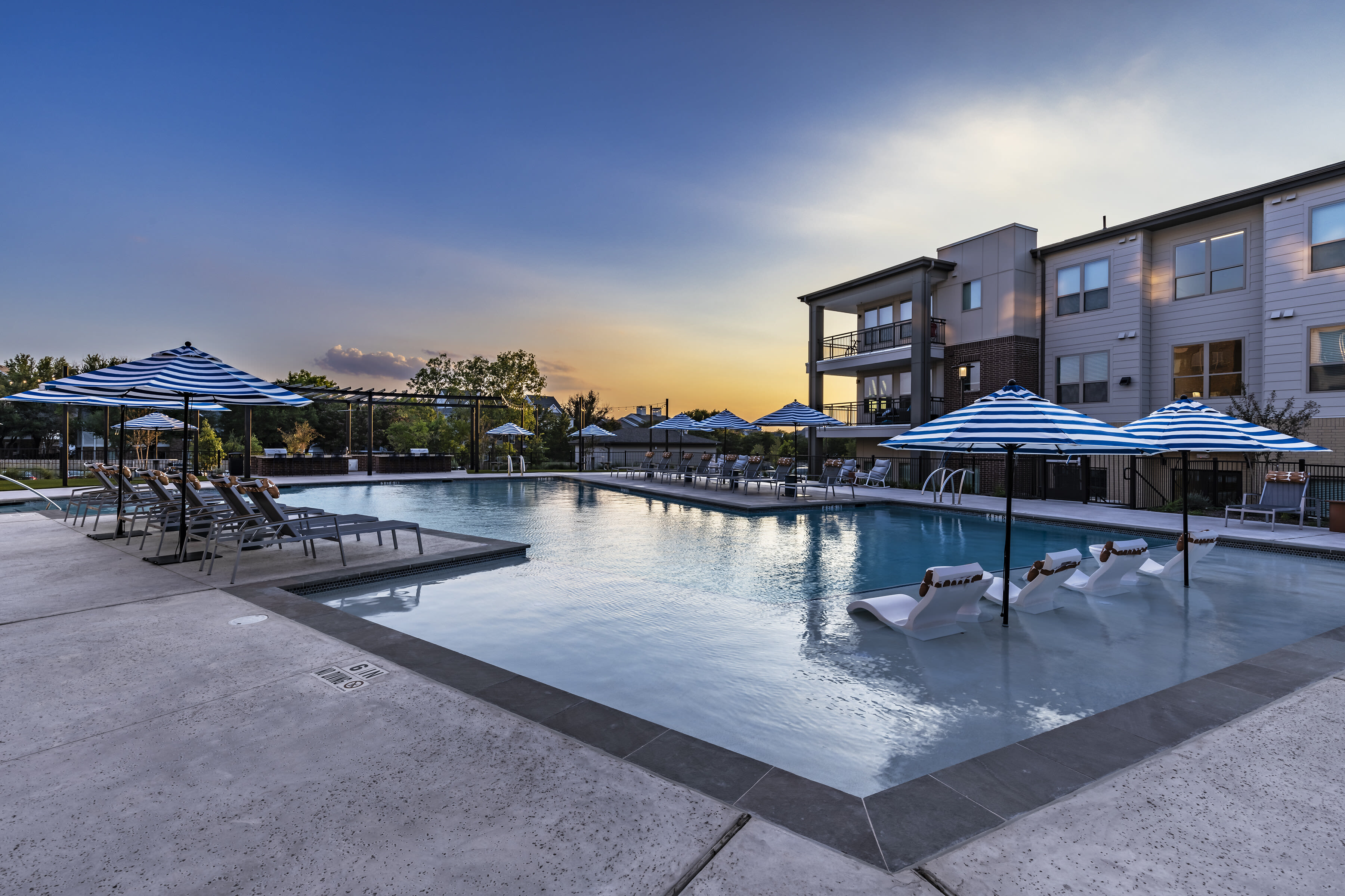 Beautiful resort-style pool at The Warner in Round Rock, Texas