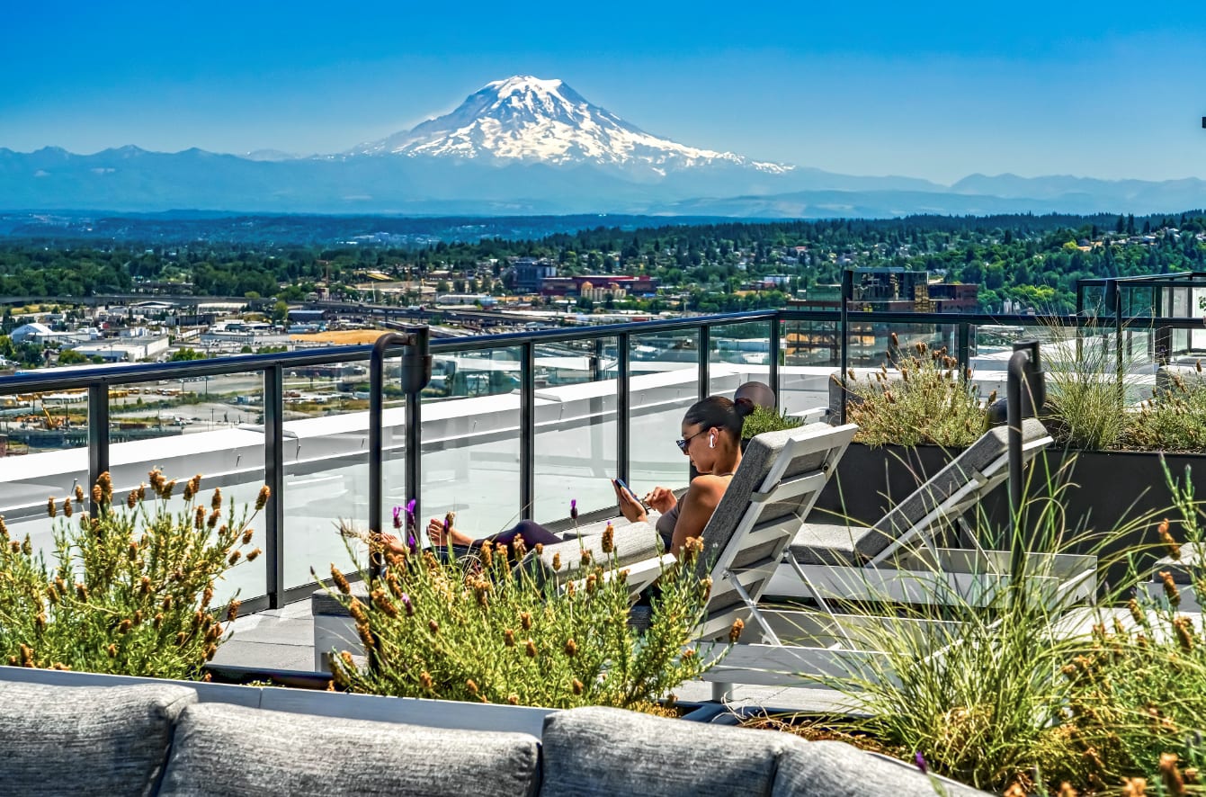 Rooftop lounge at The Lex in Tacoma, Washington.