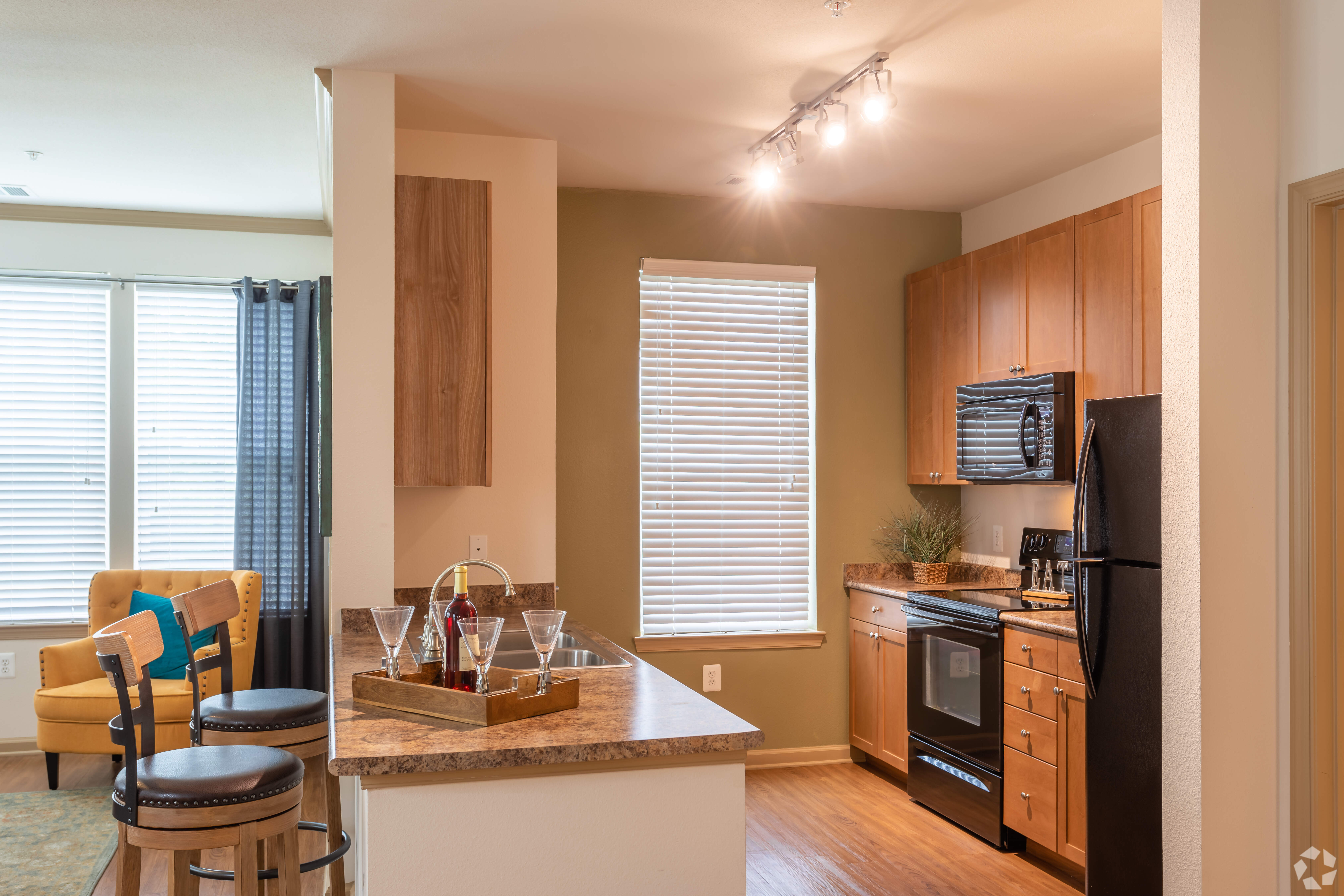 Model kitchen island at Summerfield at Morgan Metro in Hyattsville, Maryland