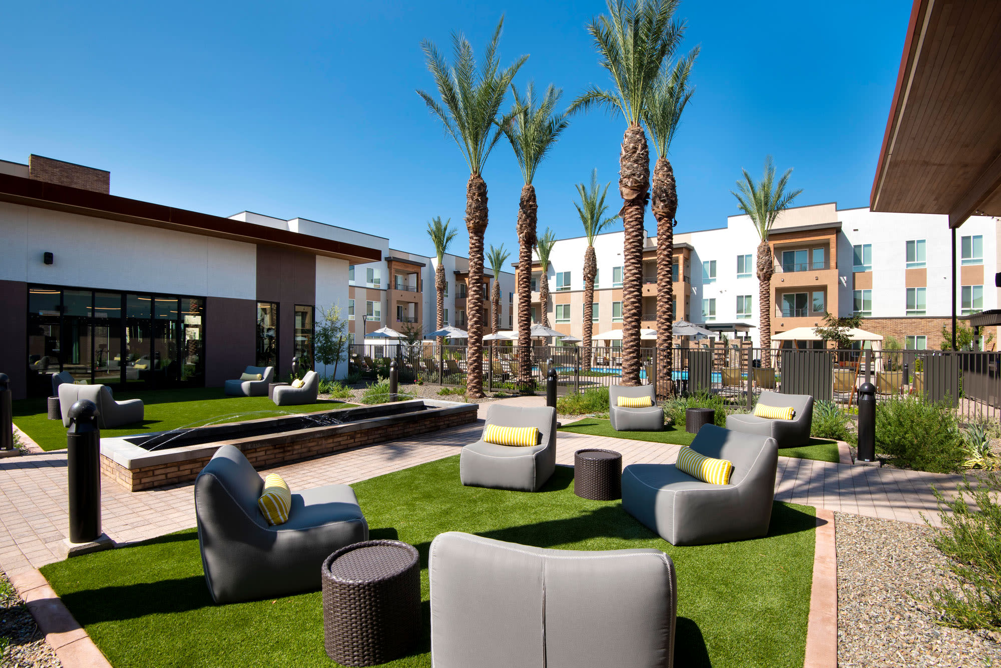 Cornhole on the lawn at Aiya in Gilbert, Arizona