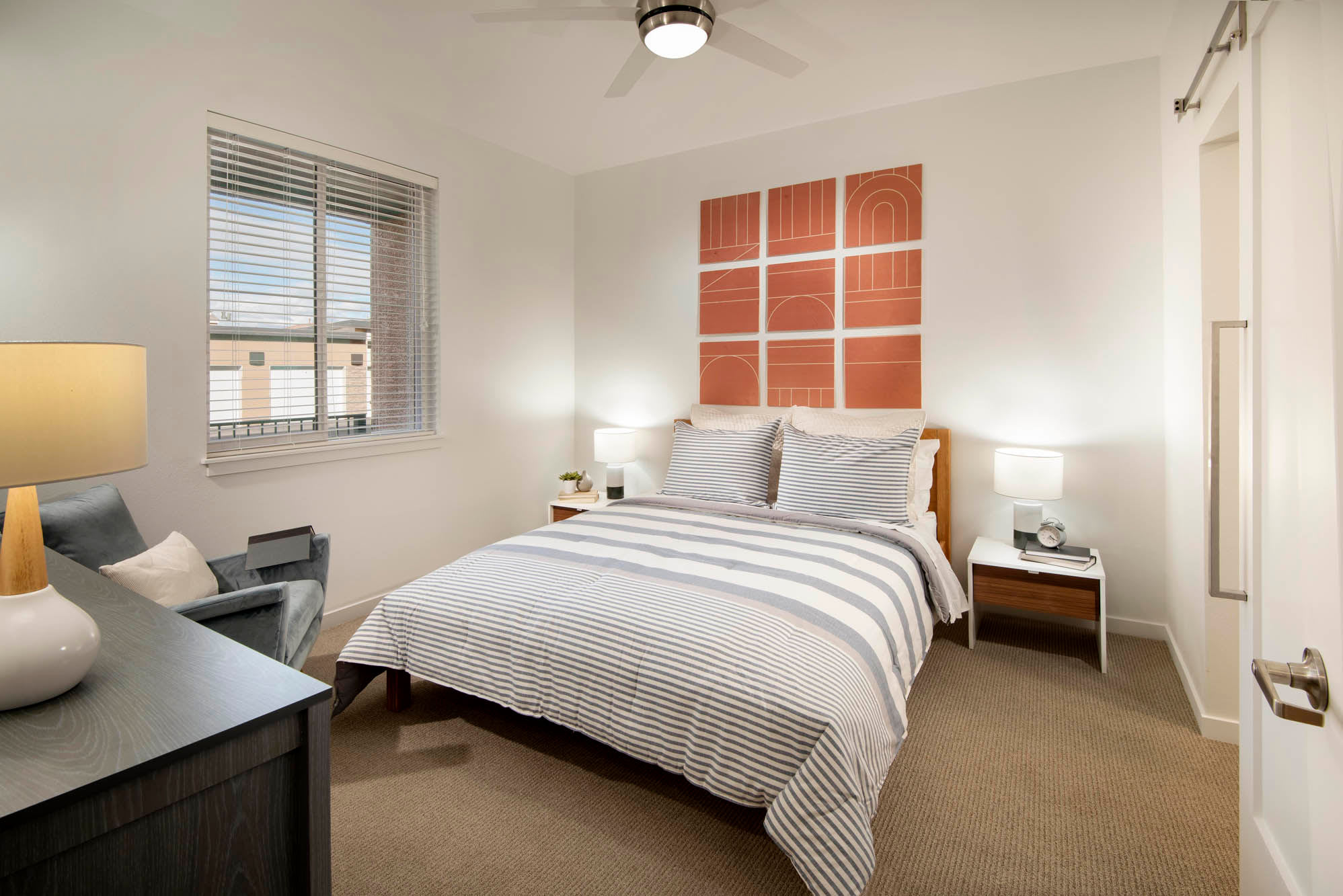 Bedroom with large window at Aiya in Gilbert, Arizona