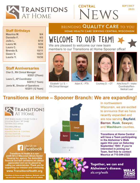 September 2023 Newsletter at Transitions At Home - Central in Stevens Point, Wisconsin