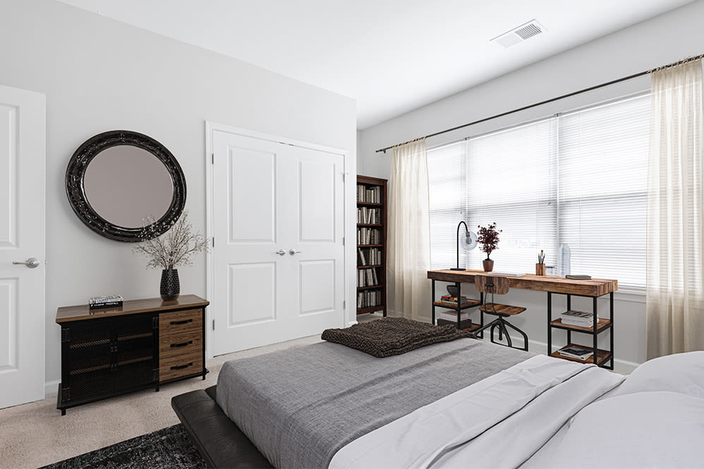 Large model bedroom at North Ponds Apartments & Townhomes in Webster, New York