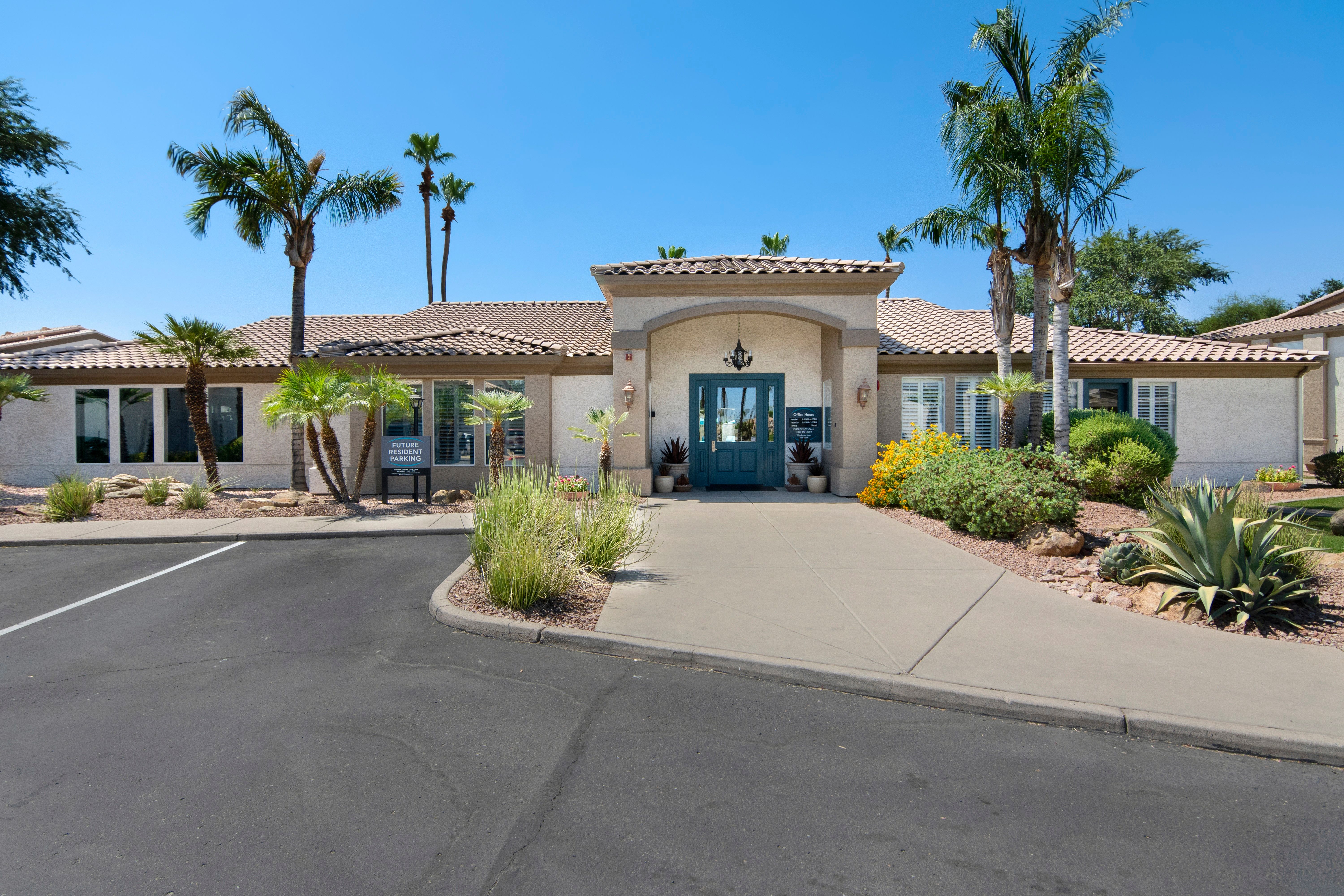 Clubhouse exterior at Ocotillo Bay Apartments in Chandler, Arizona