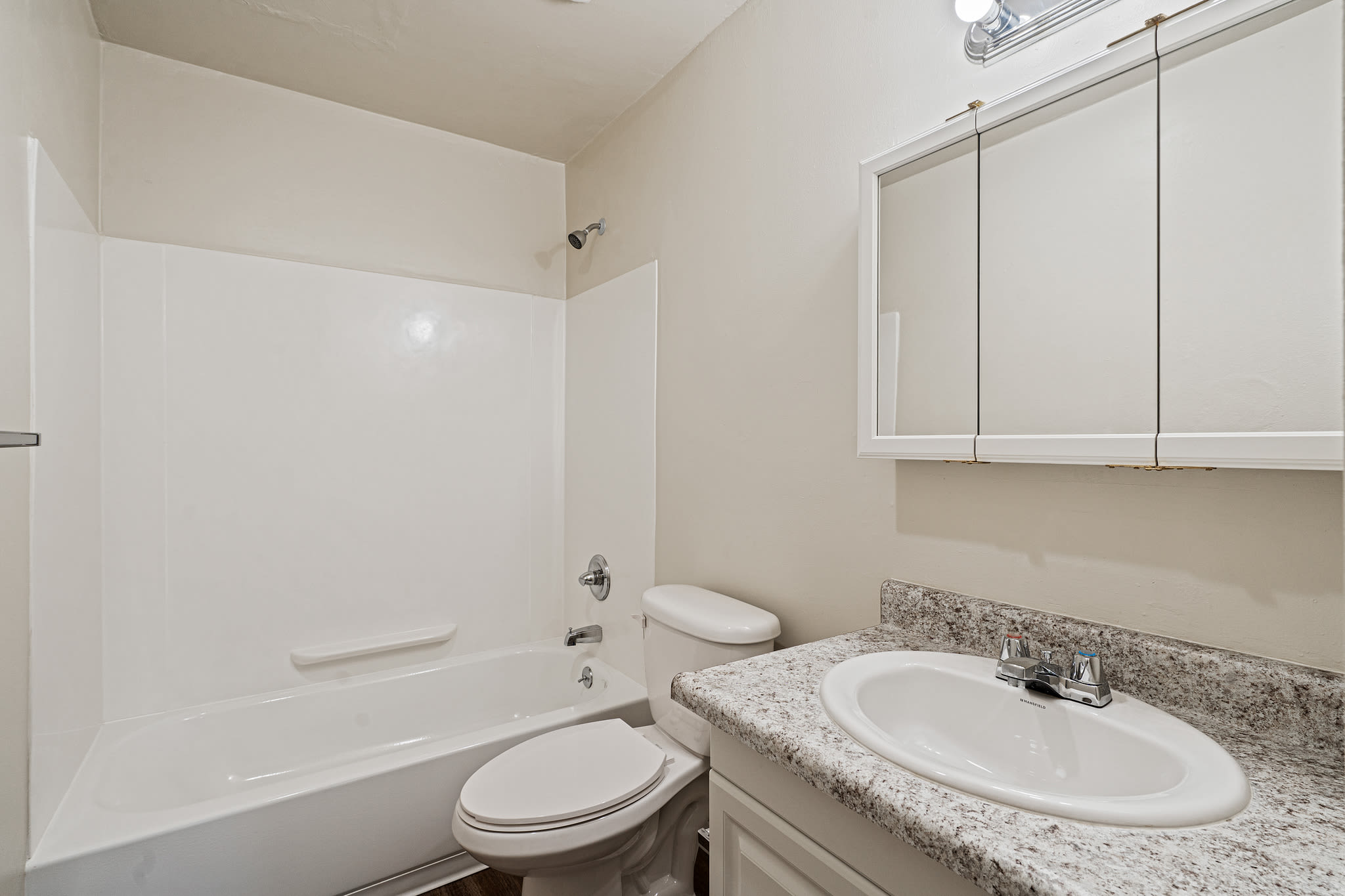 Light-filled bathroom at Coronado Apartments in Fremont, California
