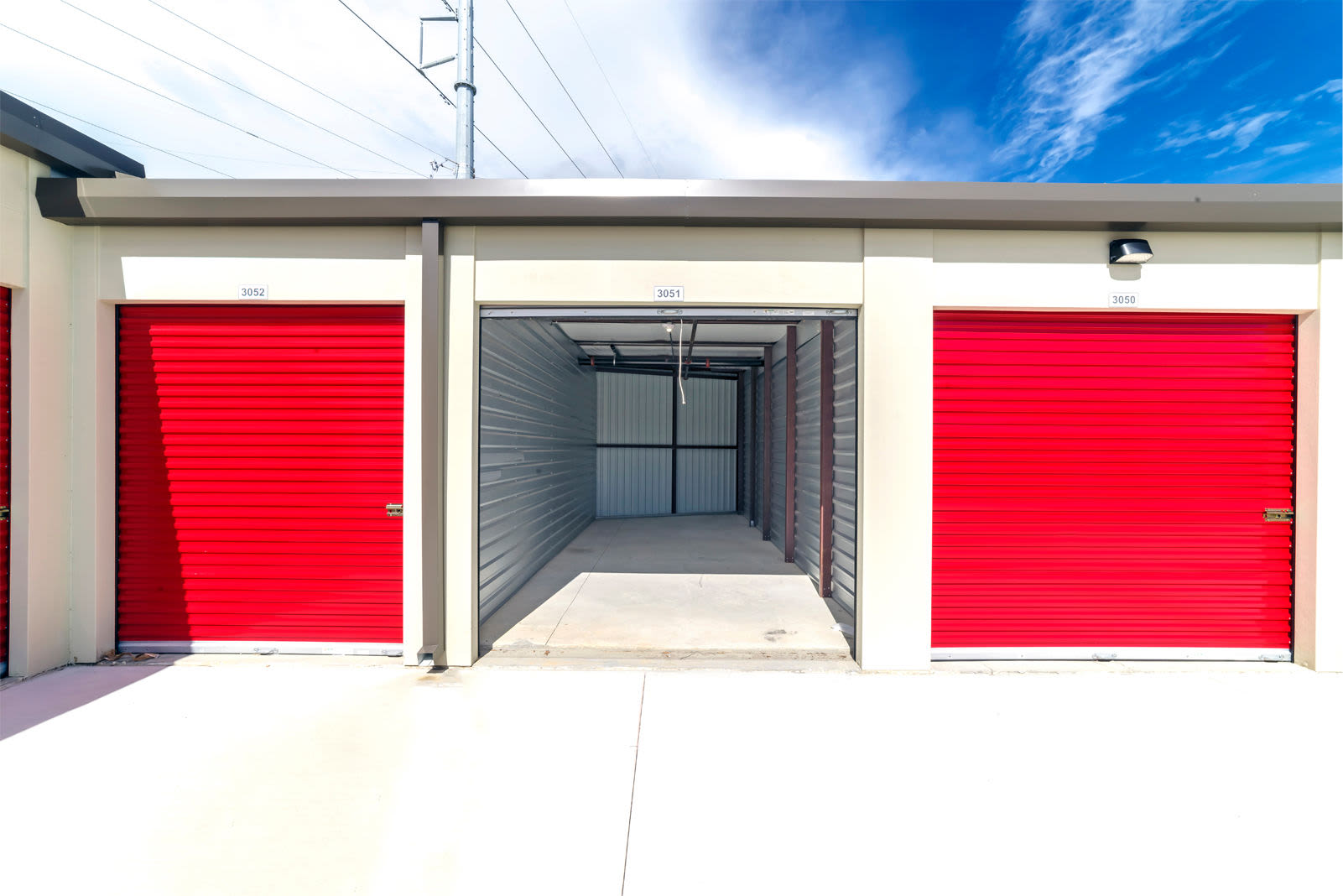 An open storage unit at Your Storage Units Panama City in Panama City, Florida
