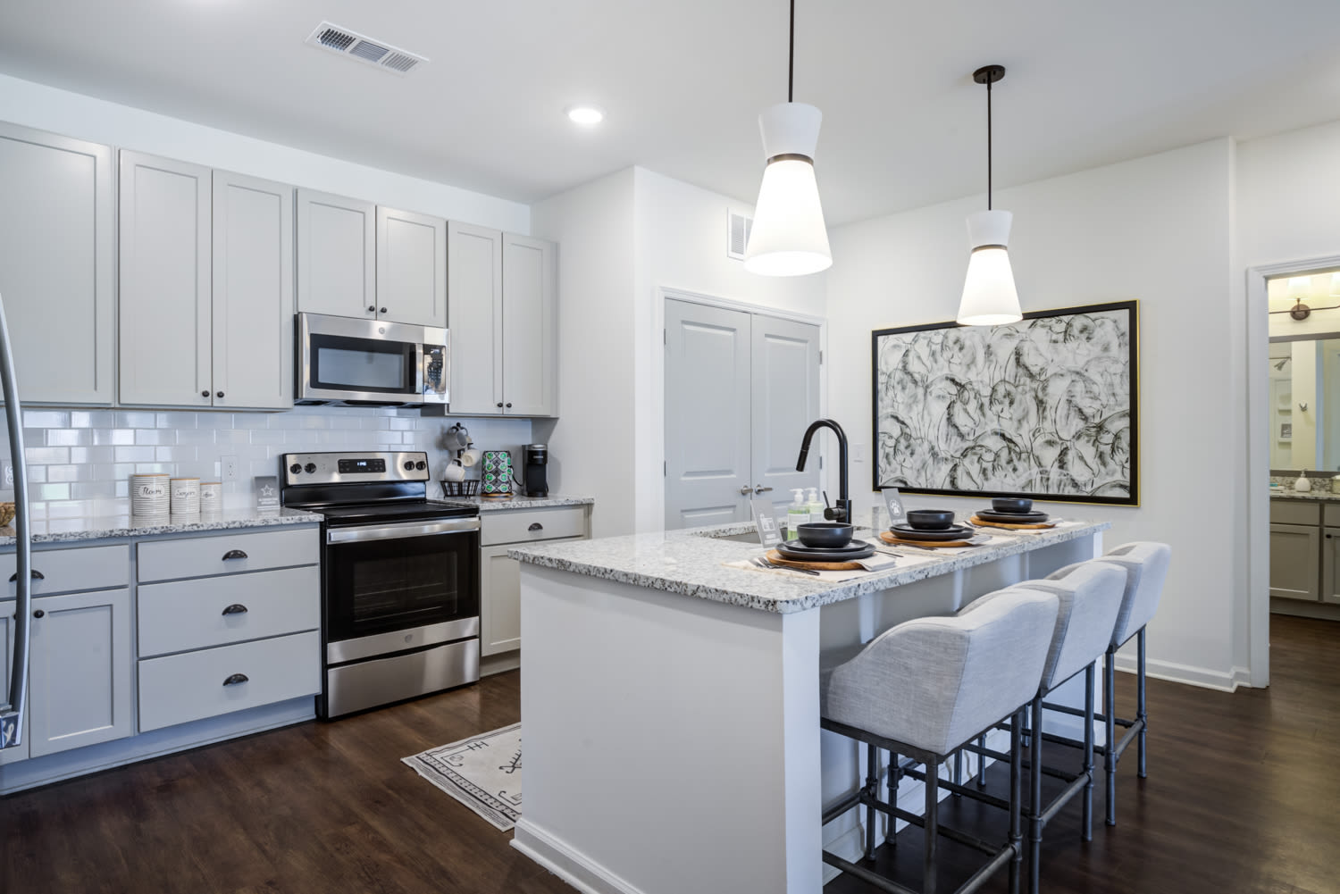 Beautiful modern kitchen at The Holston | Apartments in Weaverville, North Carolina