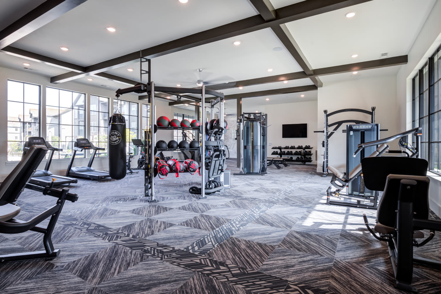 Resident fitness center at The Holston | Apartments in Weaverville, North Carolina