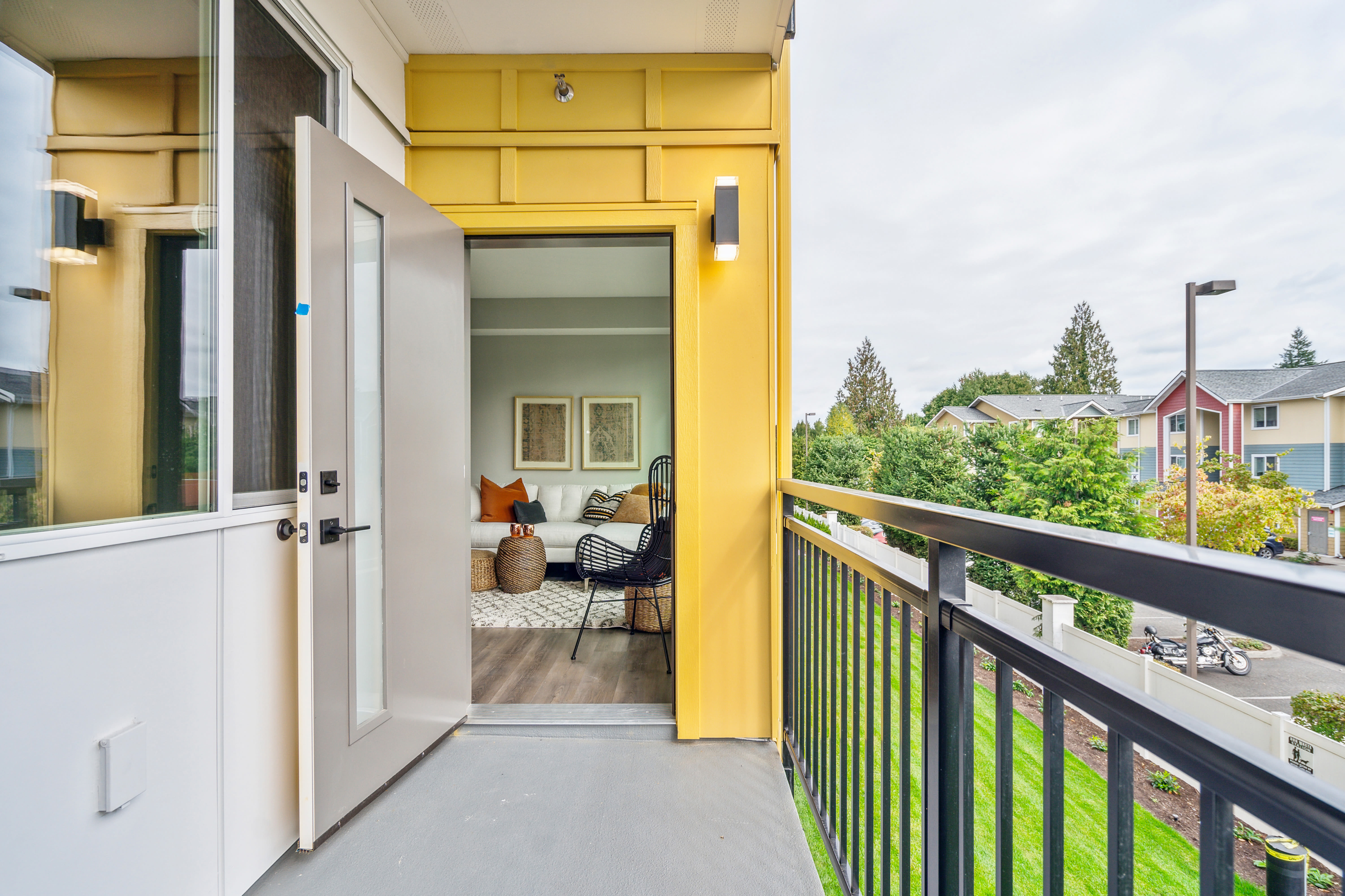 Private balcony with view at Alta Crossing in Marysville, Washington
