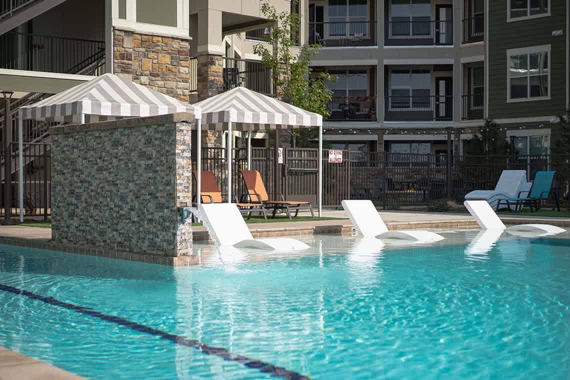 Resort-style pool at Caliber at Flatirons in Broomfield, Colorado