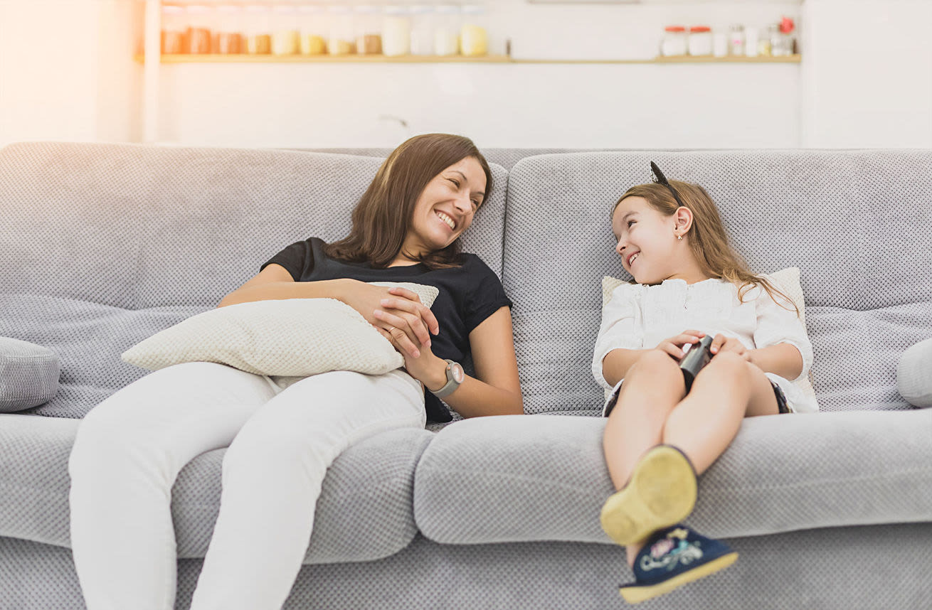 Mom and daughter at Emmitt Luxury Apartments in Haltom City, Texas