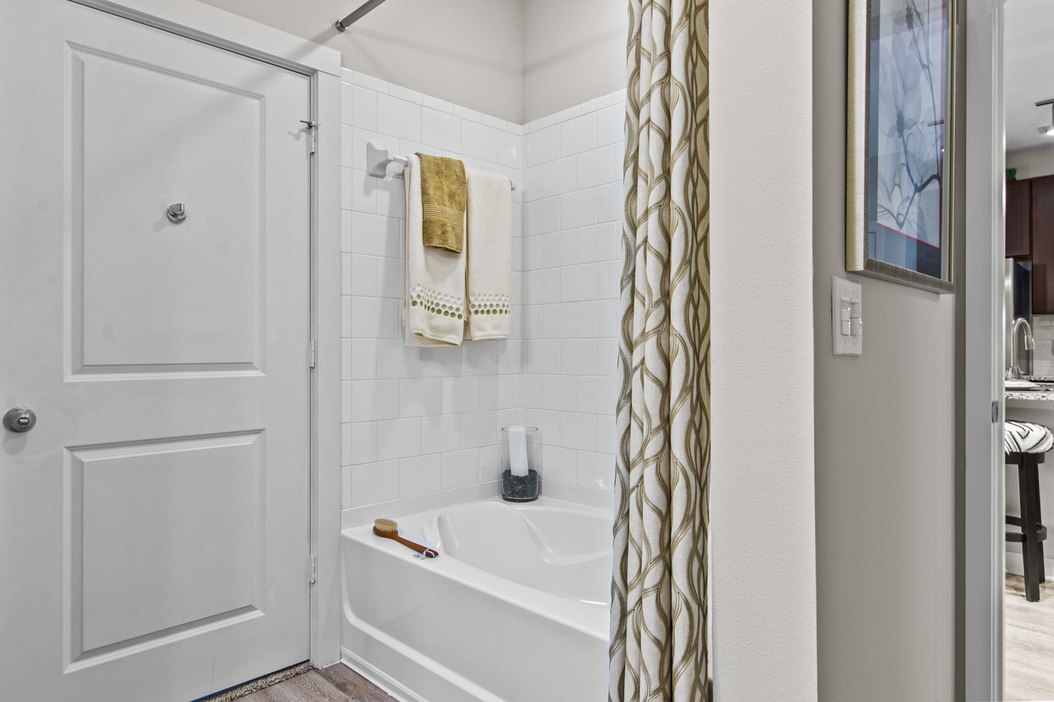 Tub/shower combination in a model bathroom at Artessa in Franklin, Tennessee