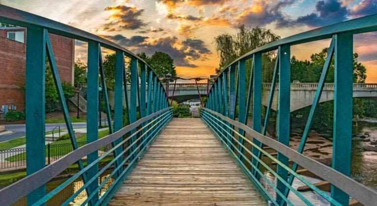 Foot bridge over a river near Lattitude34 Greenville in Greenville, South Carolina