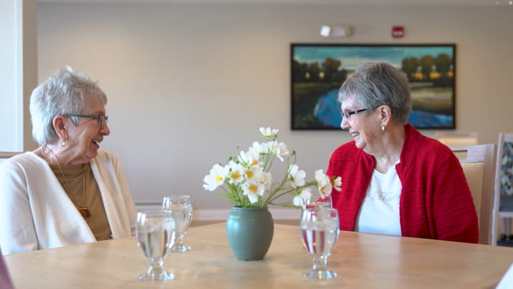 Physical trainer working with resident at Vista Prairie at Garnette Gardens in Redwood Falls, Minnesota