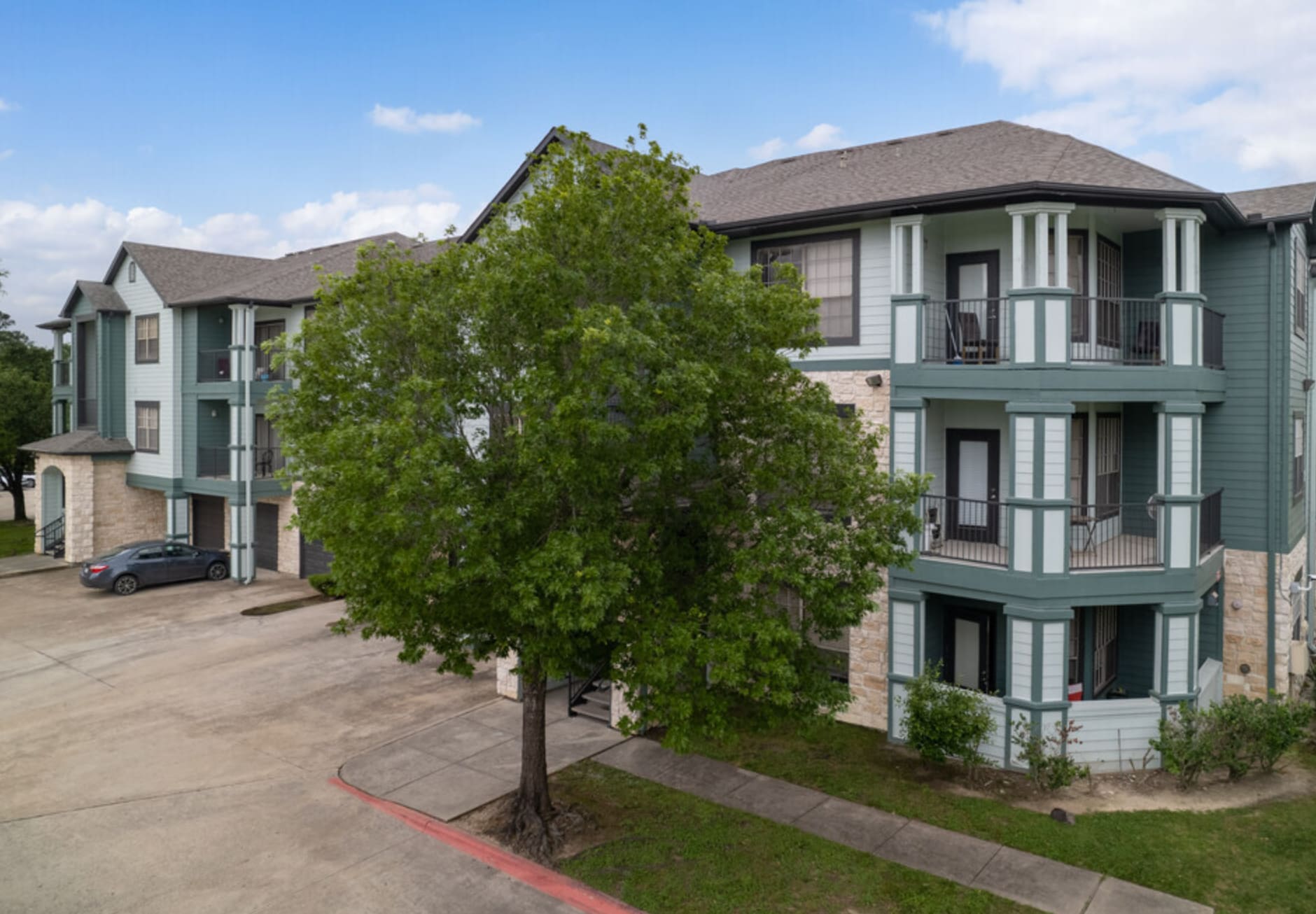 Exterior view with tree at Legacy at Cypress in Cypress, Texas